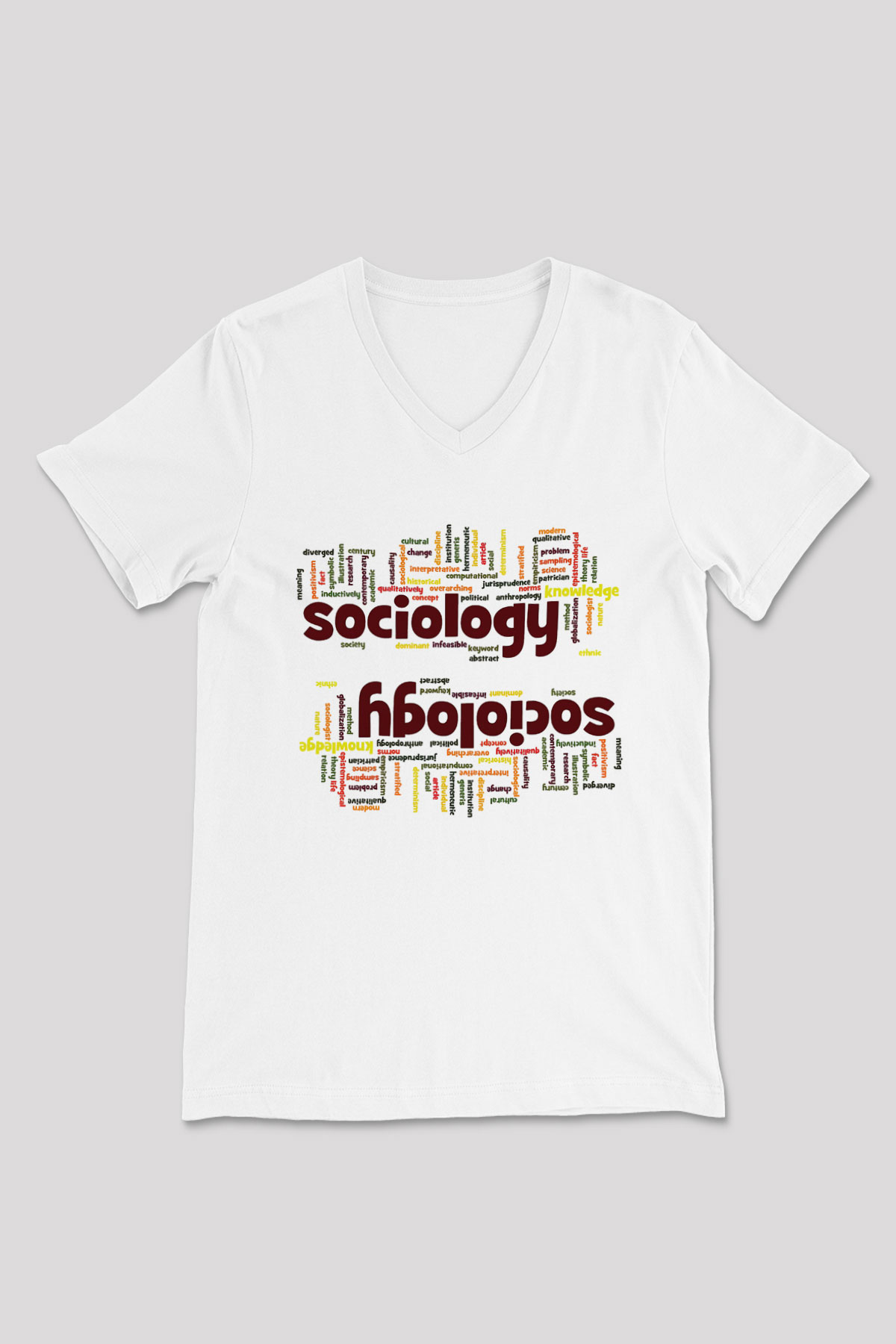 Sosyolog Beyaz Unisex V Yaka Tişört T-Shirt