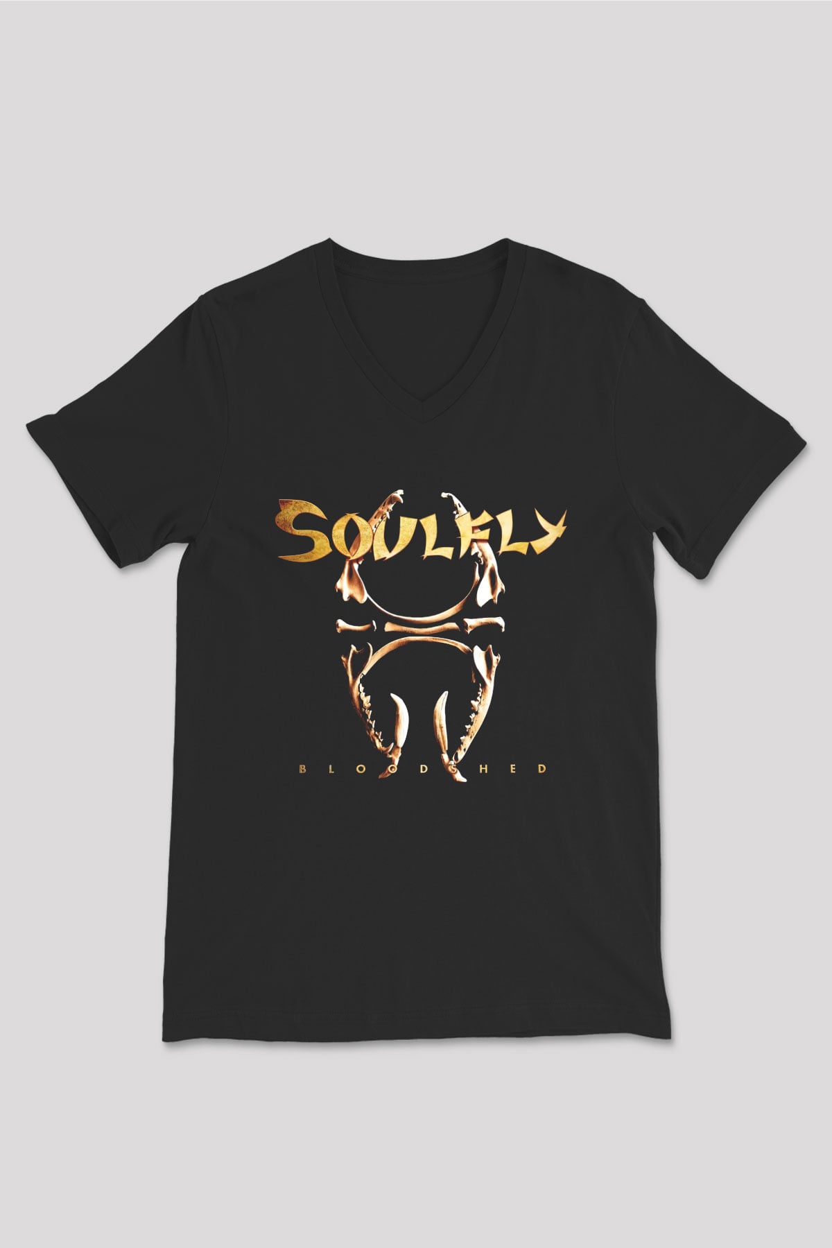 Soulfly Siyah Unisex V Yaka Tişört T-Shirt