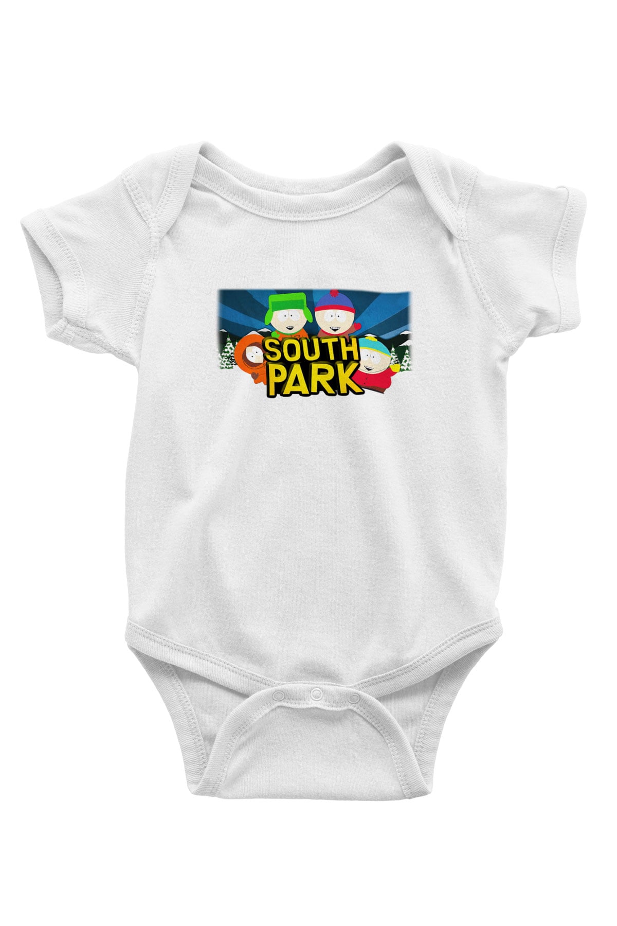South Park Baskılı Beyaz Unisex Bebek Body - Zıbın