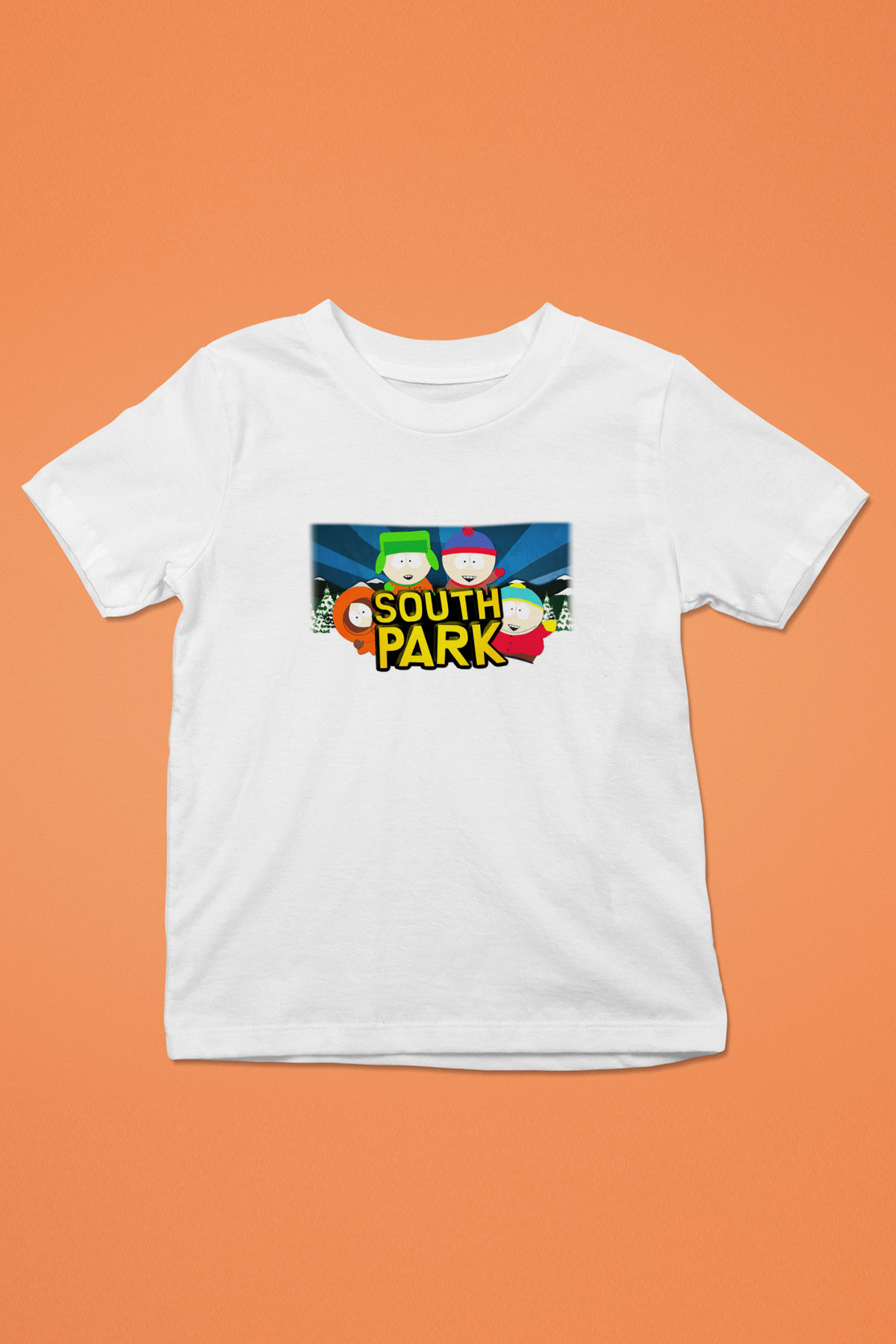 South Park Baskılı Beyaz Unisex Çocuk Tişört