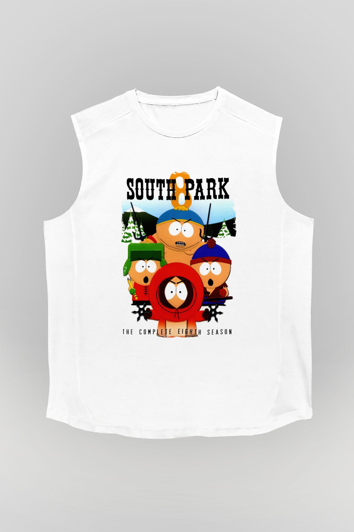 South Park Beyaz Unisex Kolsuz Tişört