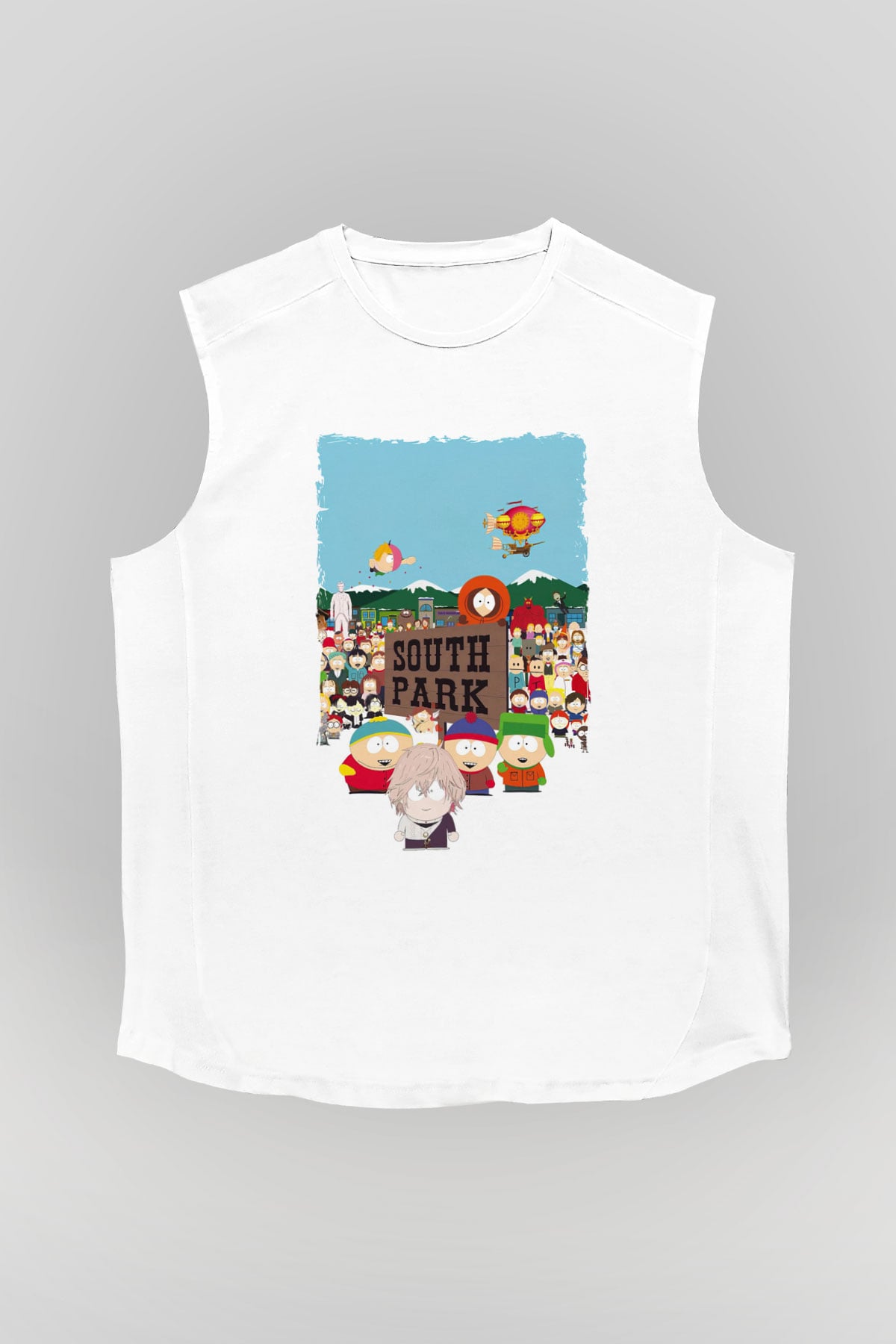South Park Beyaz Unisex Kolsuz Tişört