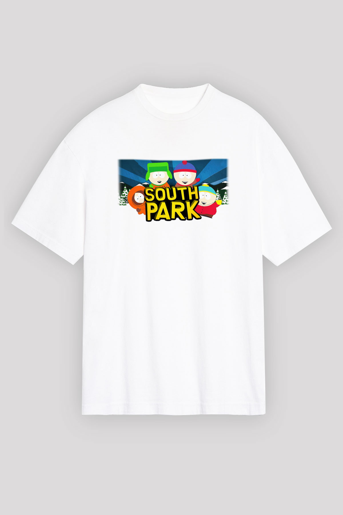 South Park Beyaz Unisex Oversize Tişört T-Shirt