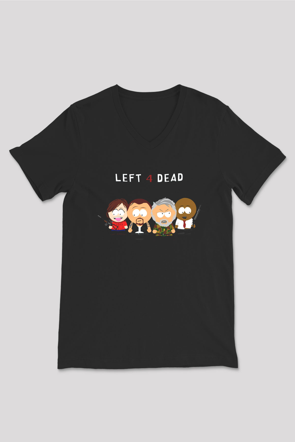 South Park Siyah Unisex V Yaka Tişört T-Shirt