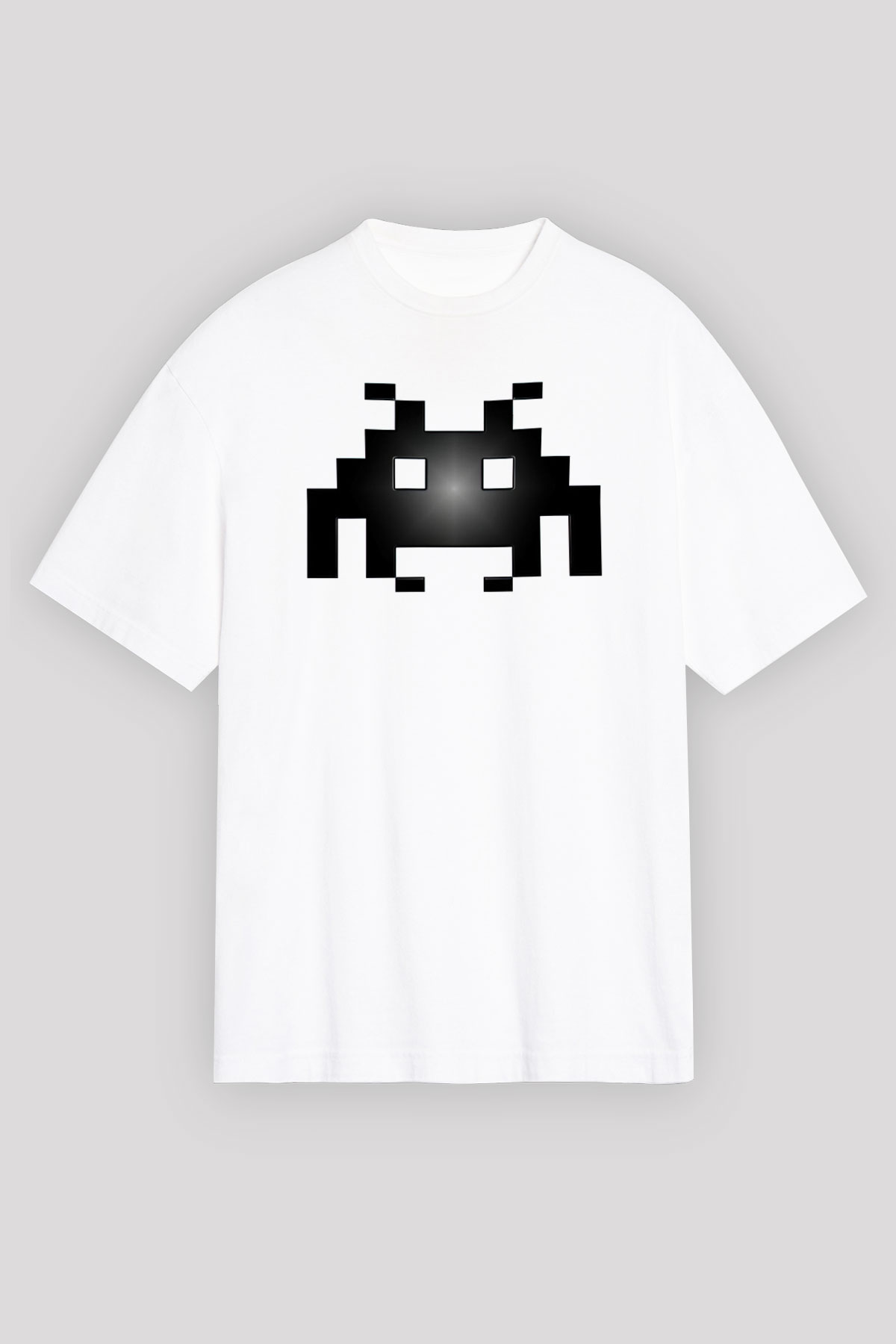 Space Invaders Beyaz Unisex Oversize Tişört T-Shirt