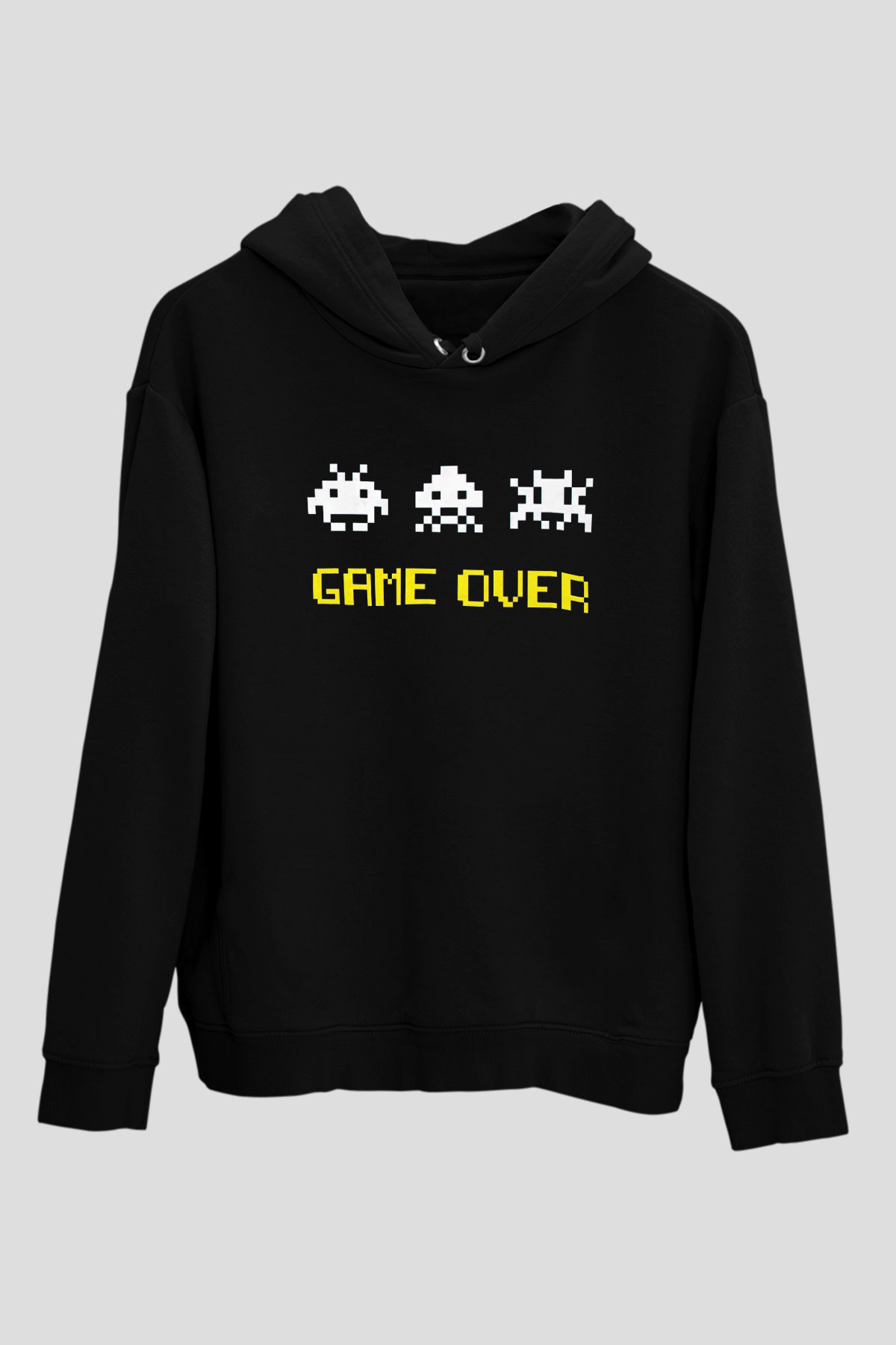 Space Invaders Siyah Unisex Hoodie