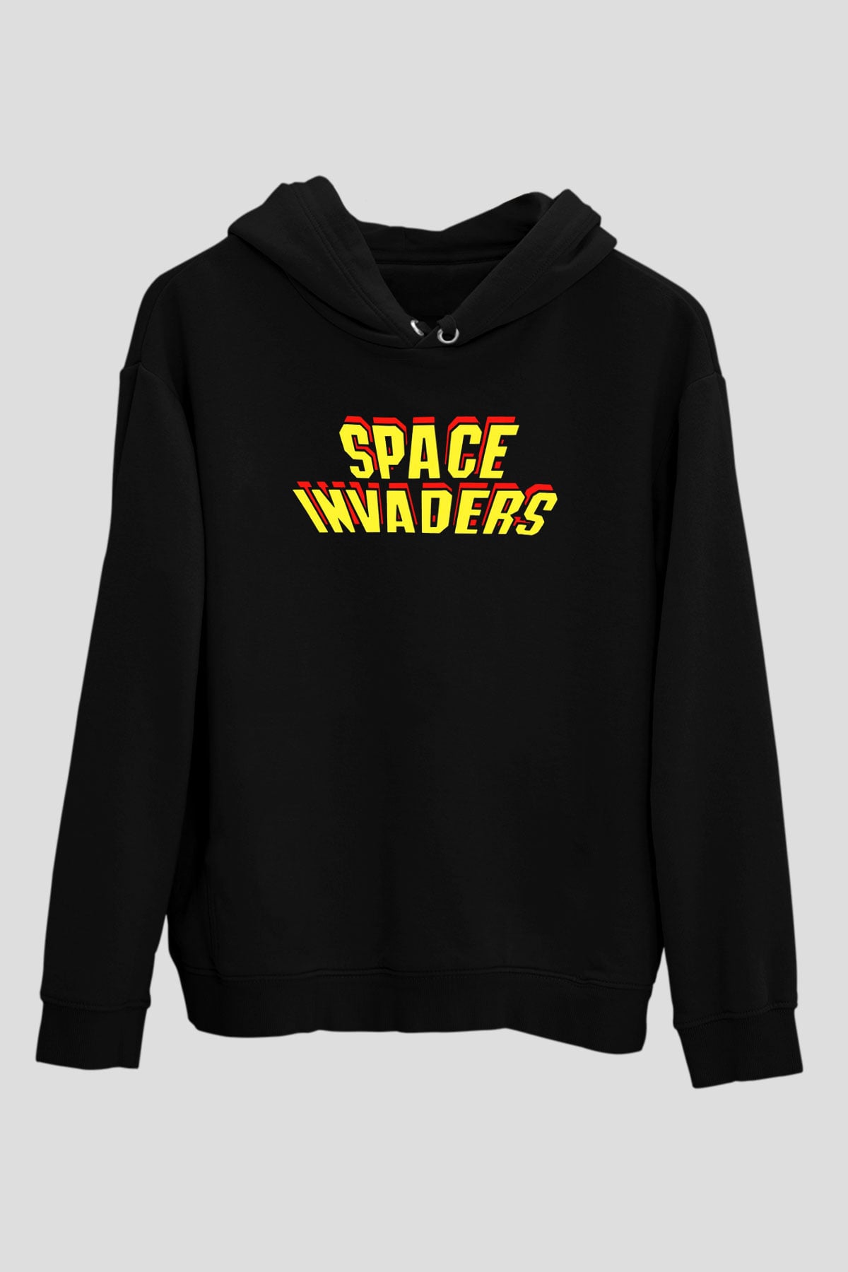 Space Invaders Siyah Unisex Hoodie