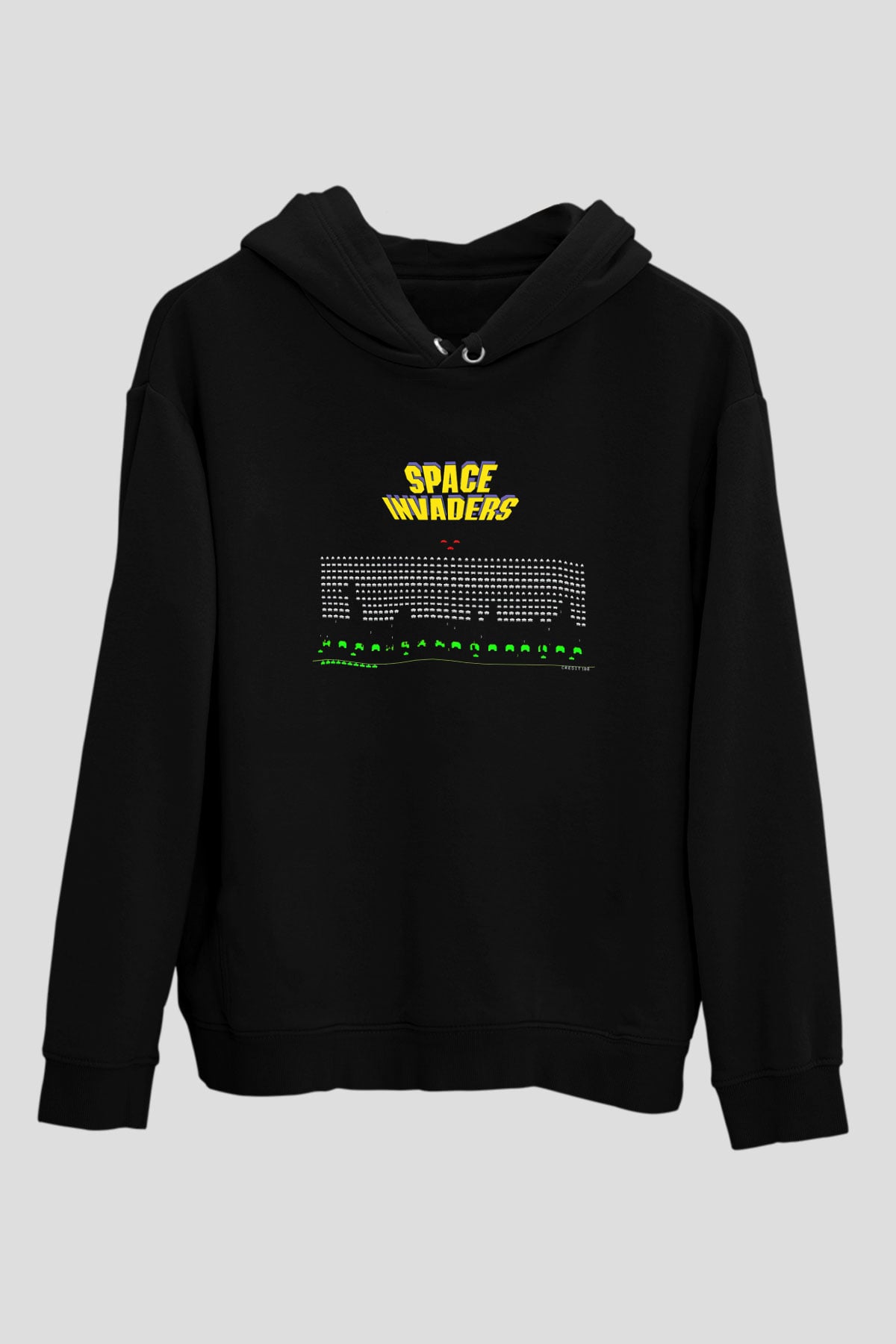 Space Invaders Siyah Unisex Hoodie