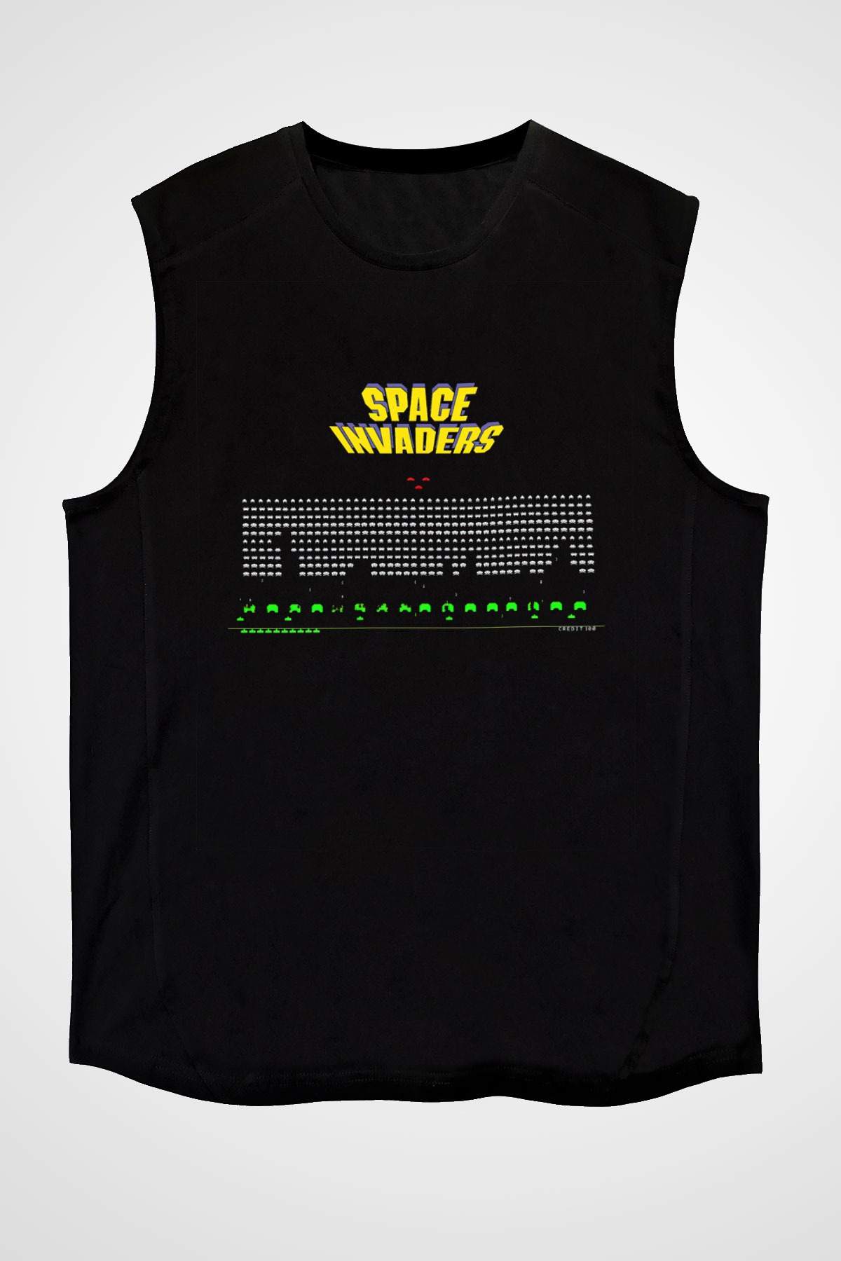 Space Invaders Siyah Unisex Kolsuz Tişört