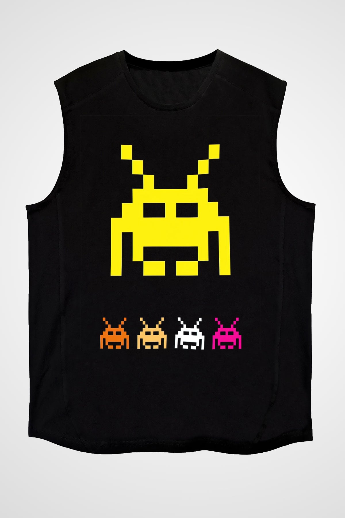 Space Invaders Siyah Unisex  Kolsuz Tişört