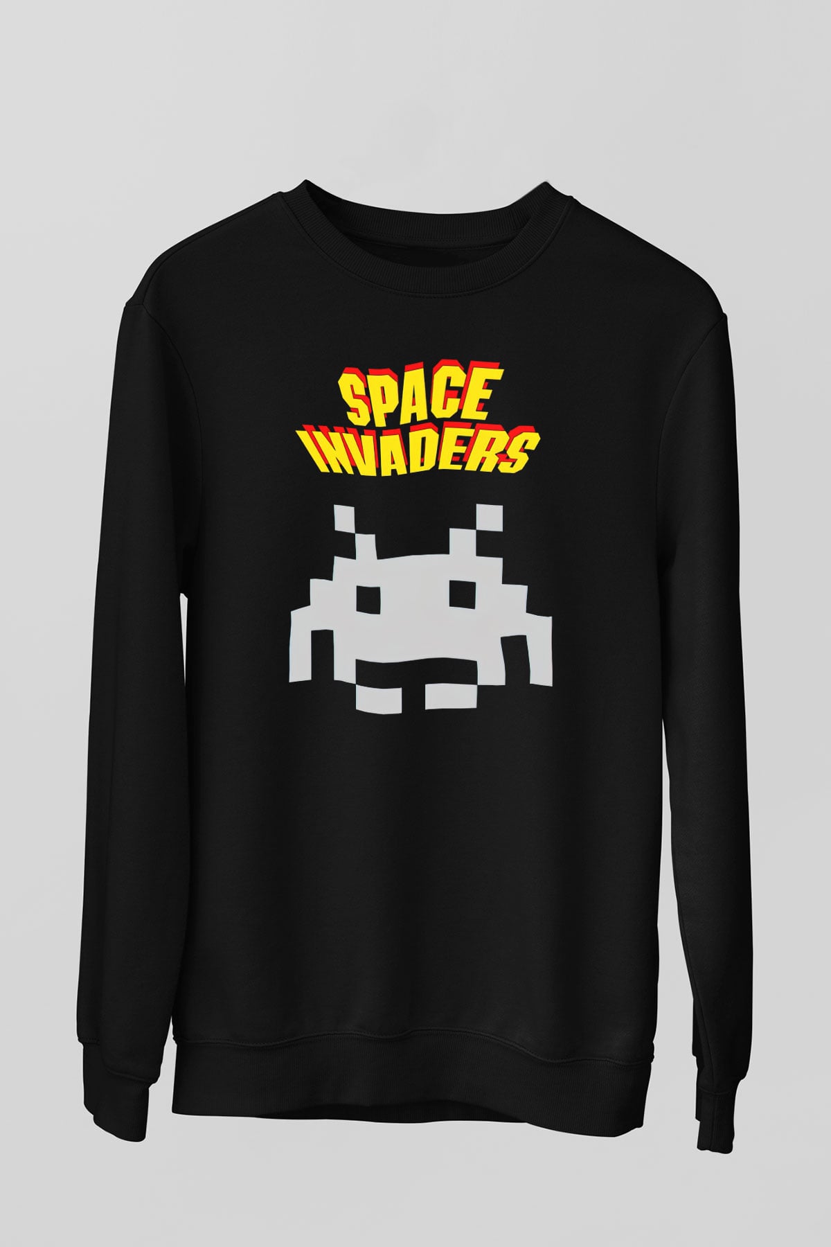 Space Invaders Siyah Unisex  Sweatshirt