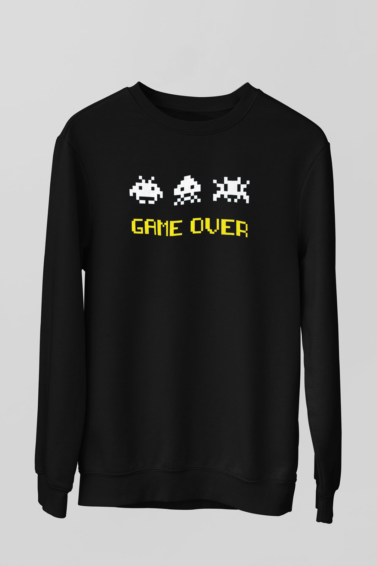 Space Invaders Siyah Unisex  Sweatshirt