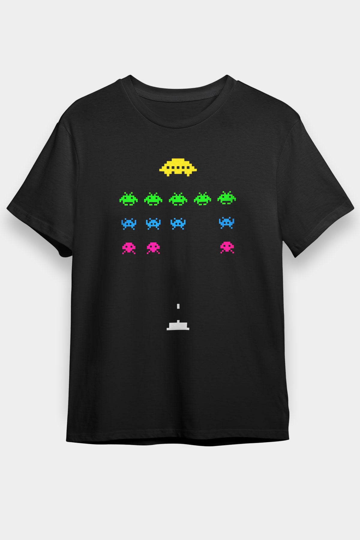 Space Invaders Siyah Unisex Tişört