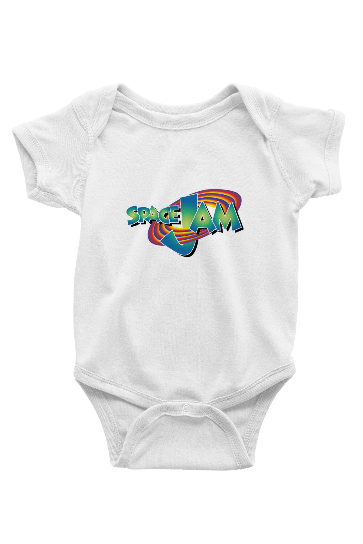Space Jam Baskılı Beyaz Unisex Bebek Body - Zıbın