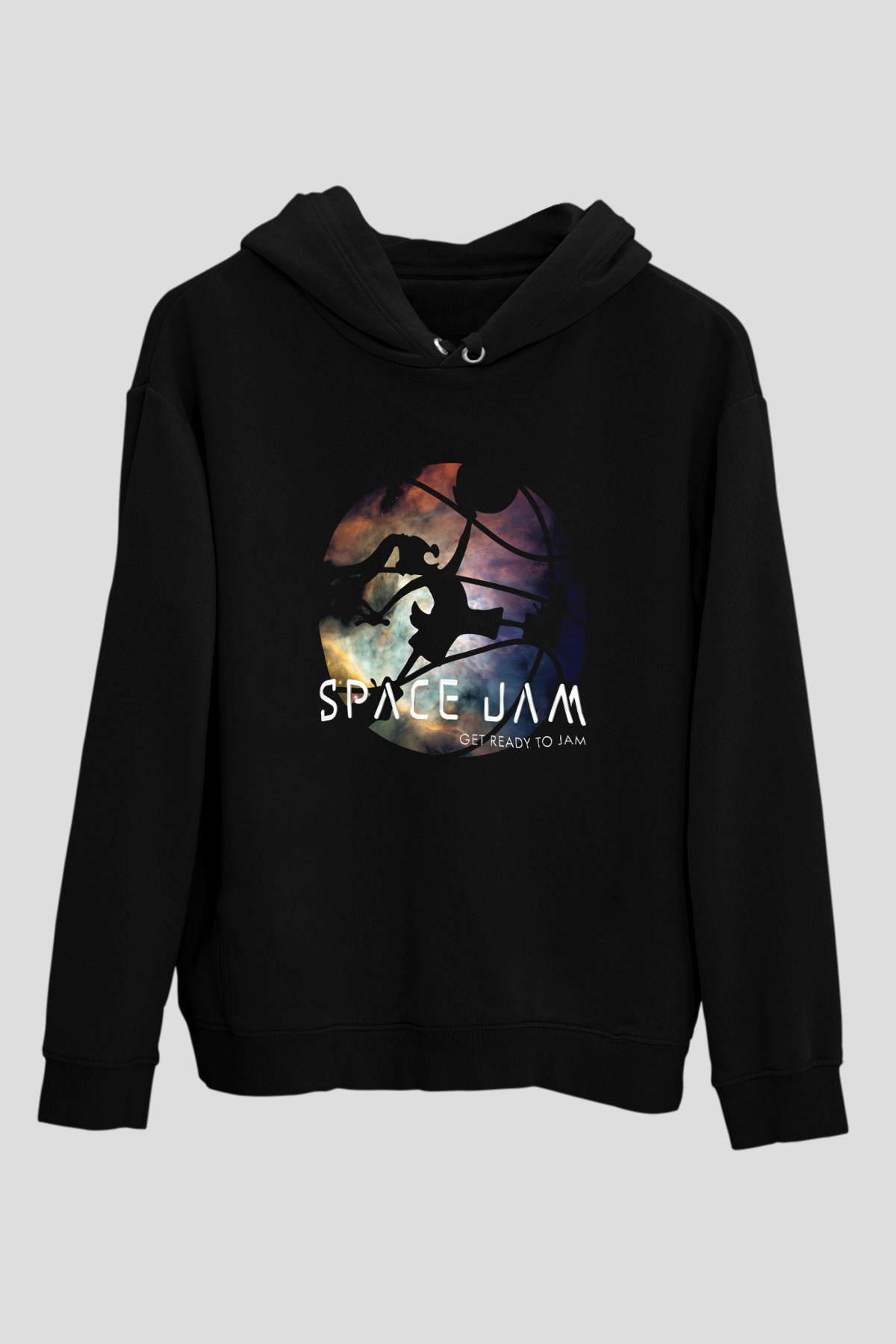Space Jam Siyah Unisex Kapüşonlu Sweatshirt