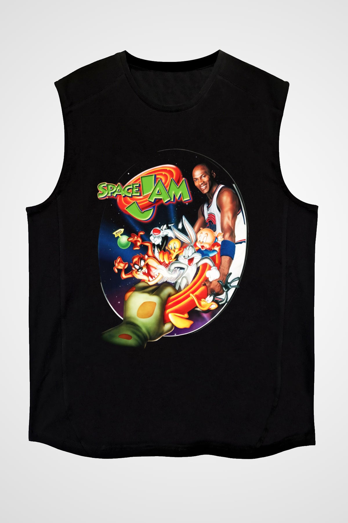 Space Jam Siyah Unisex Kolsuz Tişört