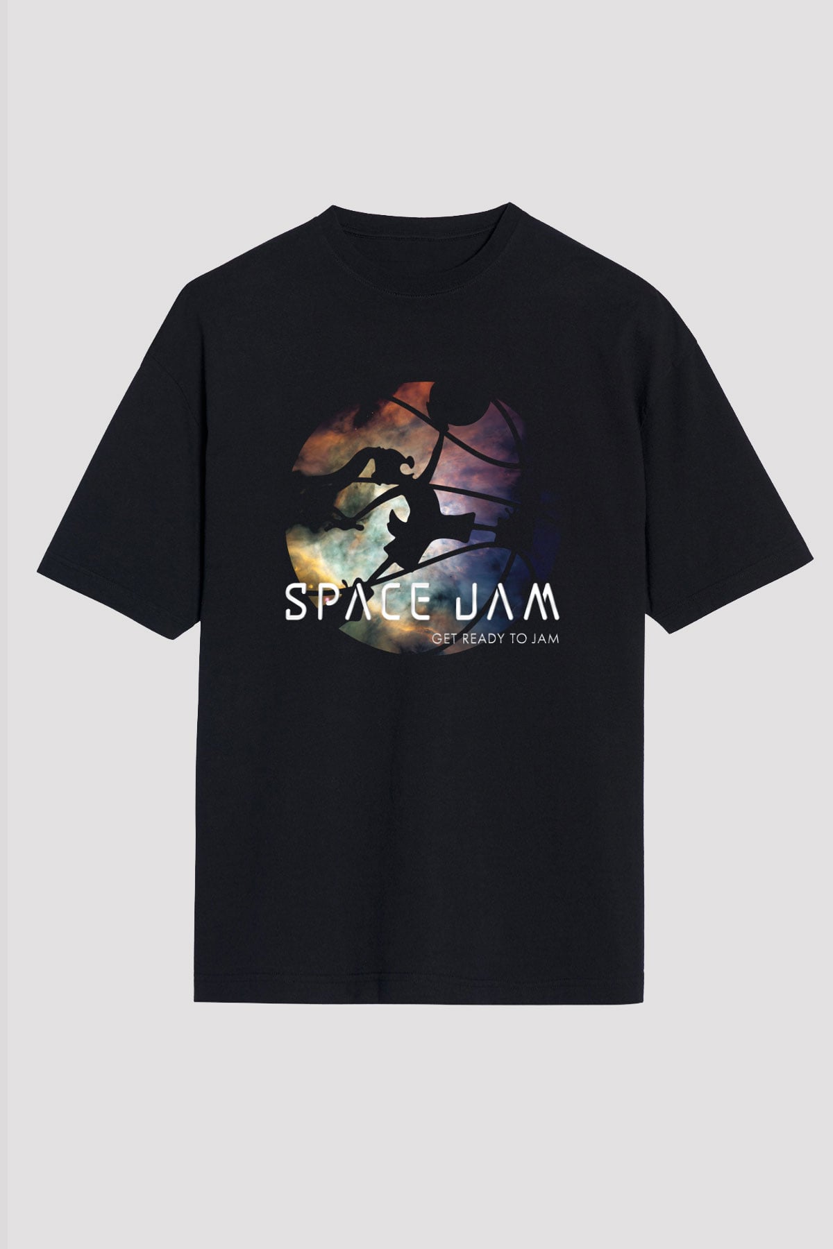 Space Jam Siyah Unisex Oversize Tişört