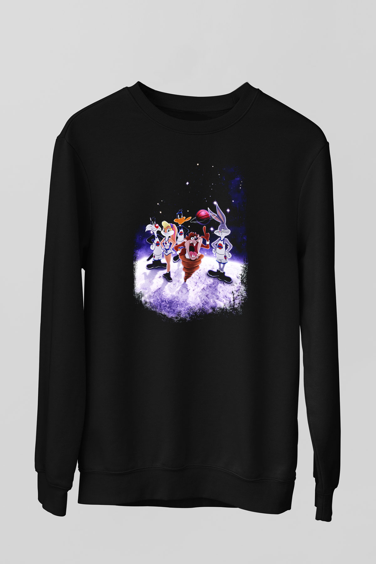 Space Jam Siyah Unisex Sweatshirt