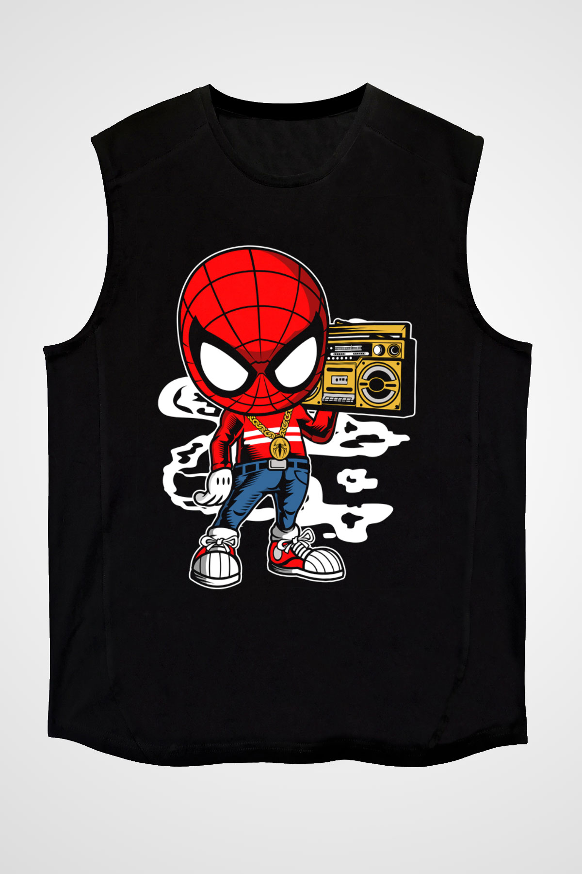 Spider Boombox Baskılı Siyah Unisex Tshirt