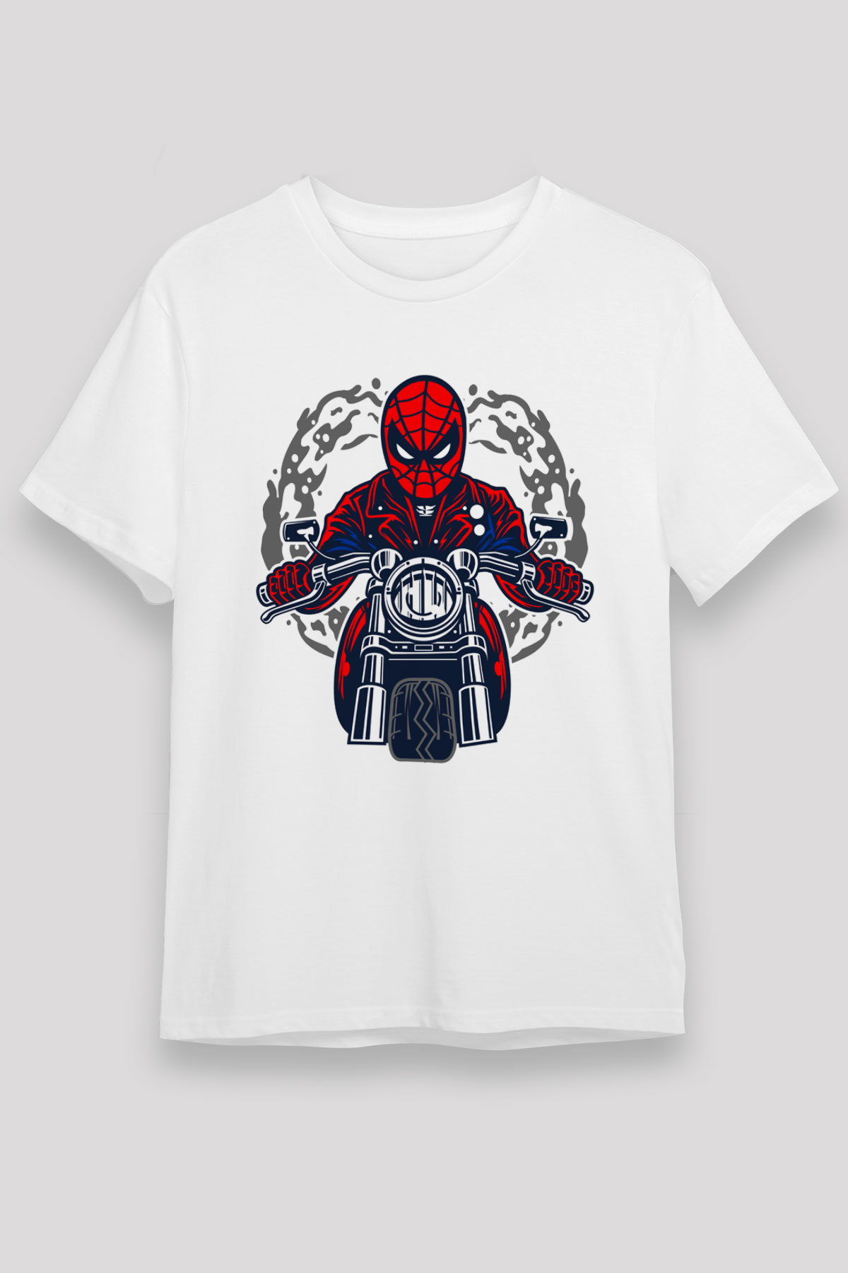 Spider Rider Baskılı Beyaz Unisex Tshirt
