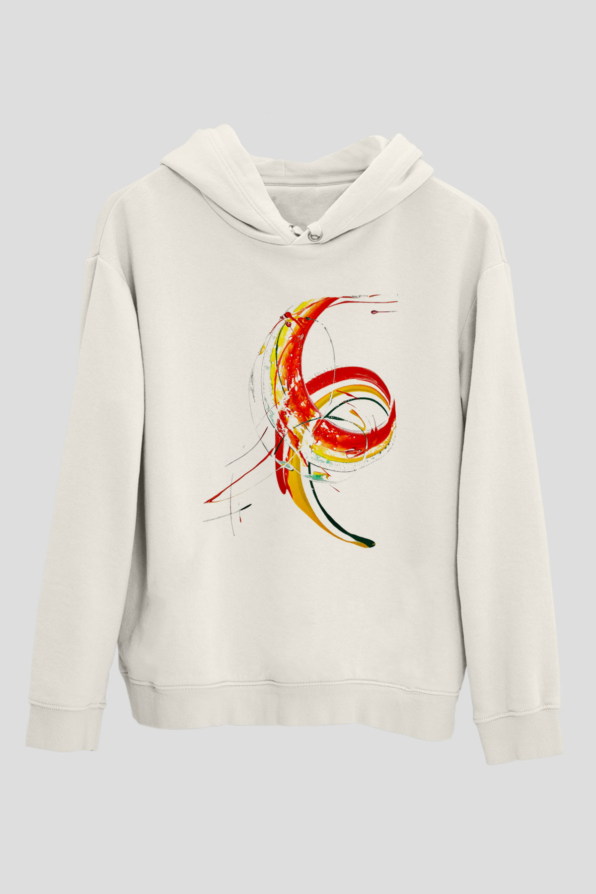 Spiral Beyaz Unisex Kapşonlu Sweatshirt