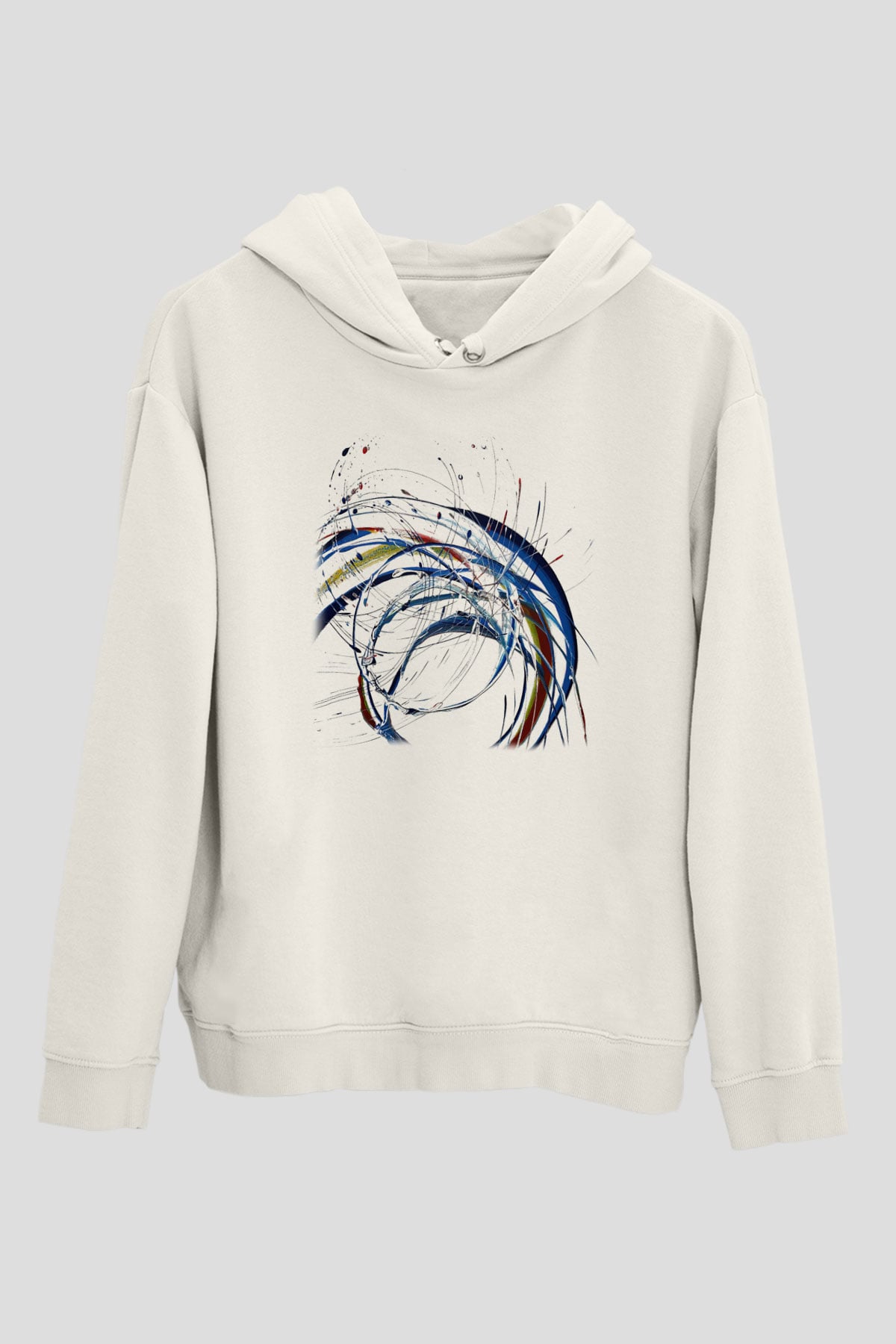 Spiral Beyaz Unisex Kapşonlu Sweatshirt