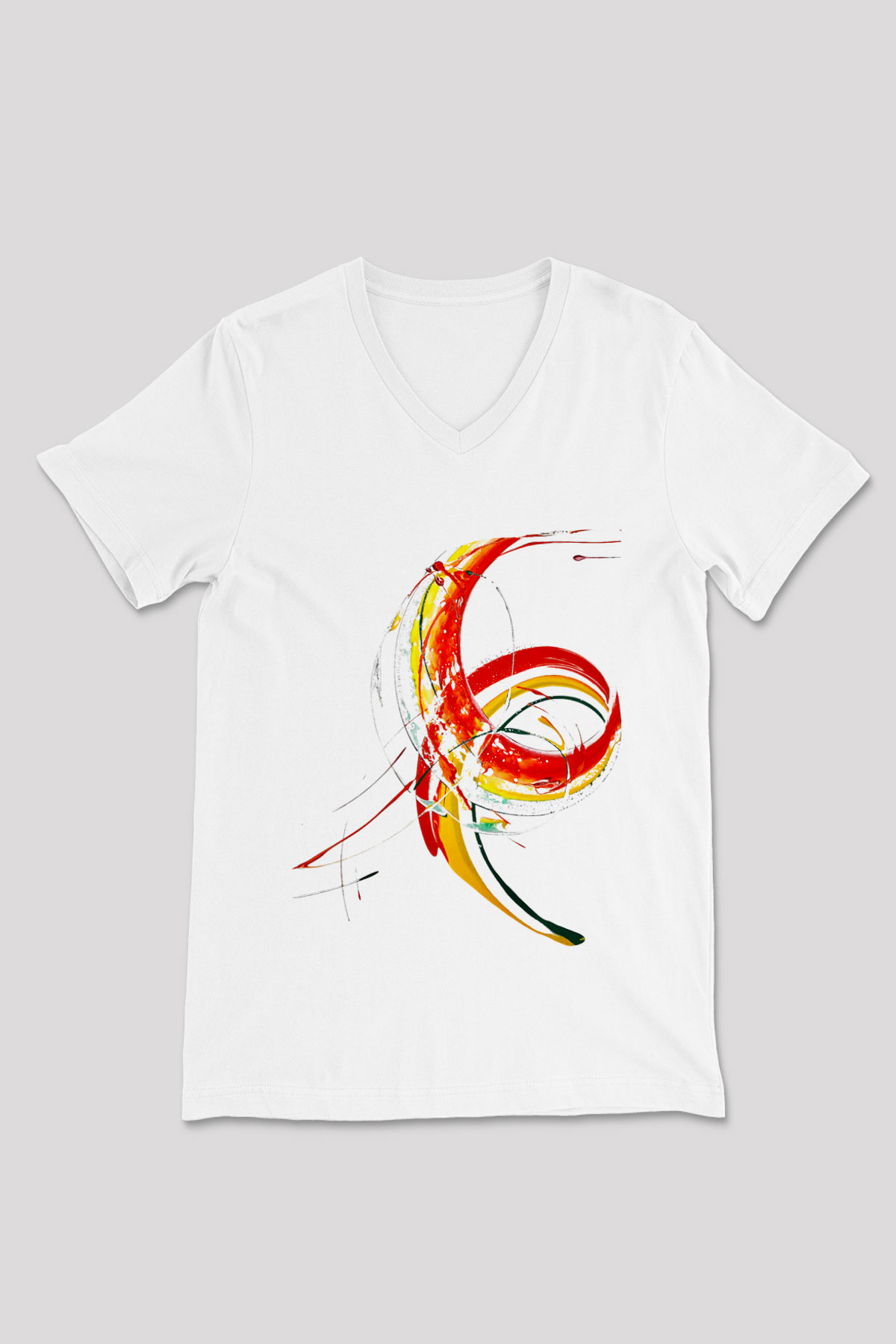 Spiral Beyaz Unisex V Yaka Tişört T-Shirt