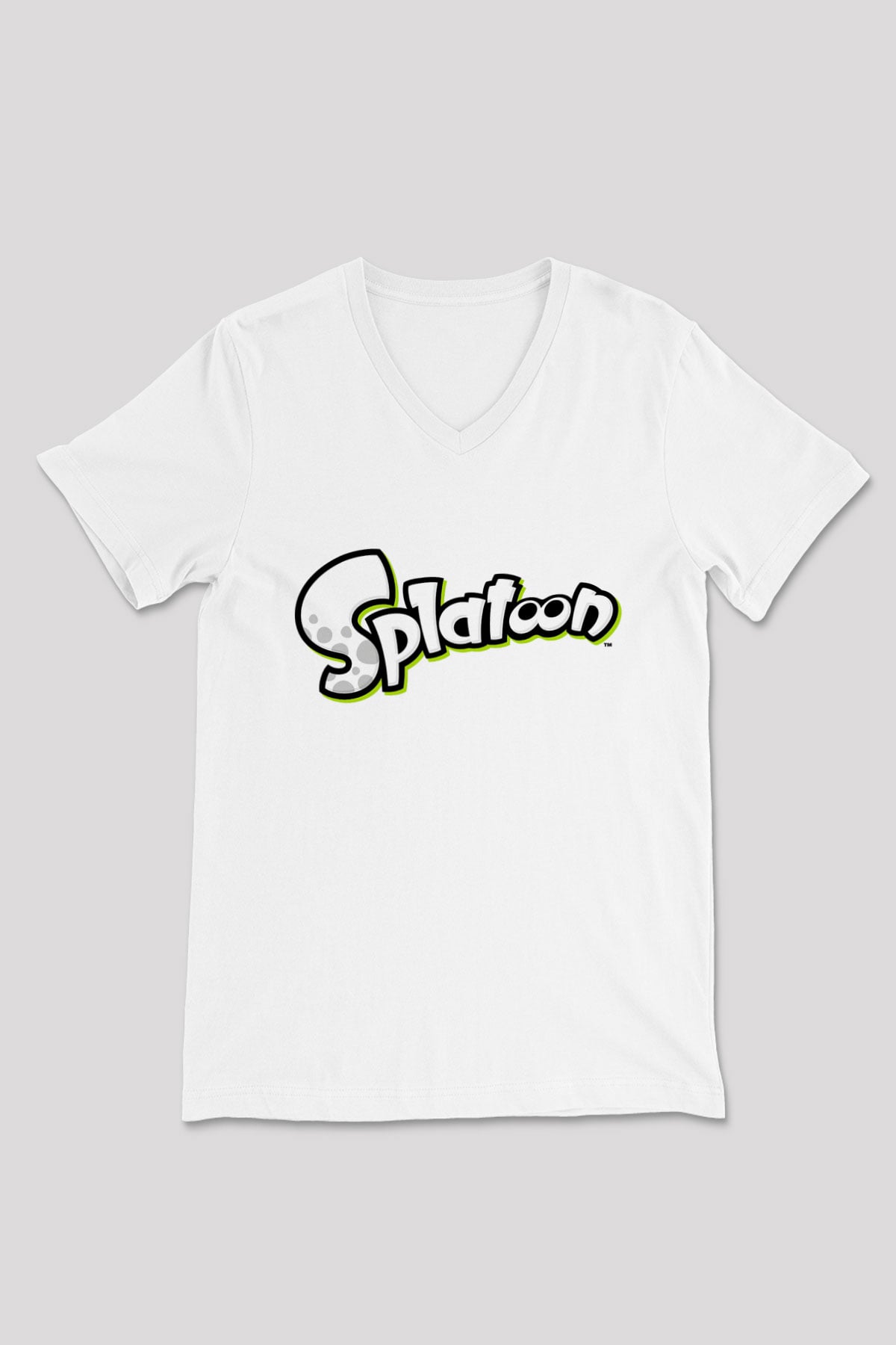 Splatoon Beyaz Unisex V Yaka Tişört T-Shirt