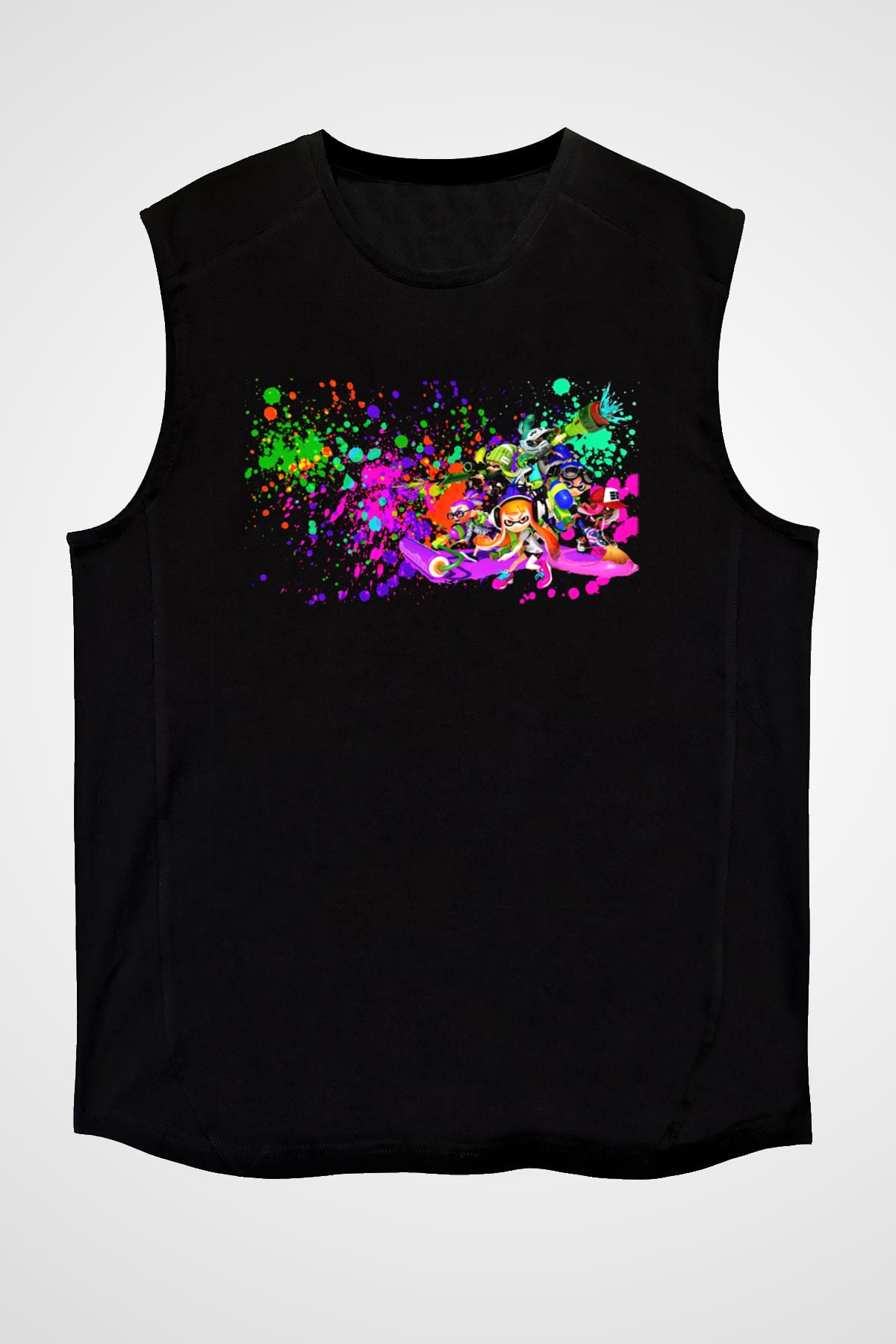 Splatoon Siyah Unisex Kolsuz Tişört
