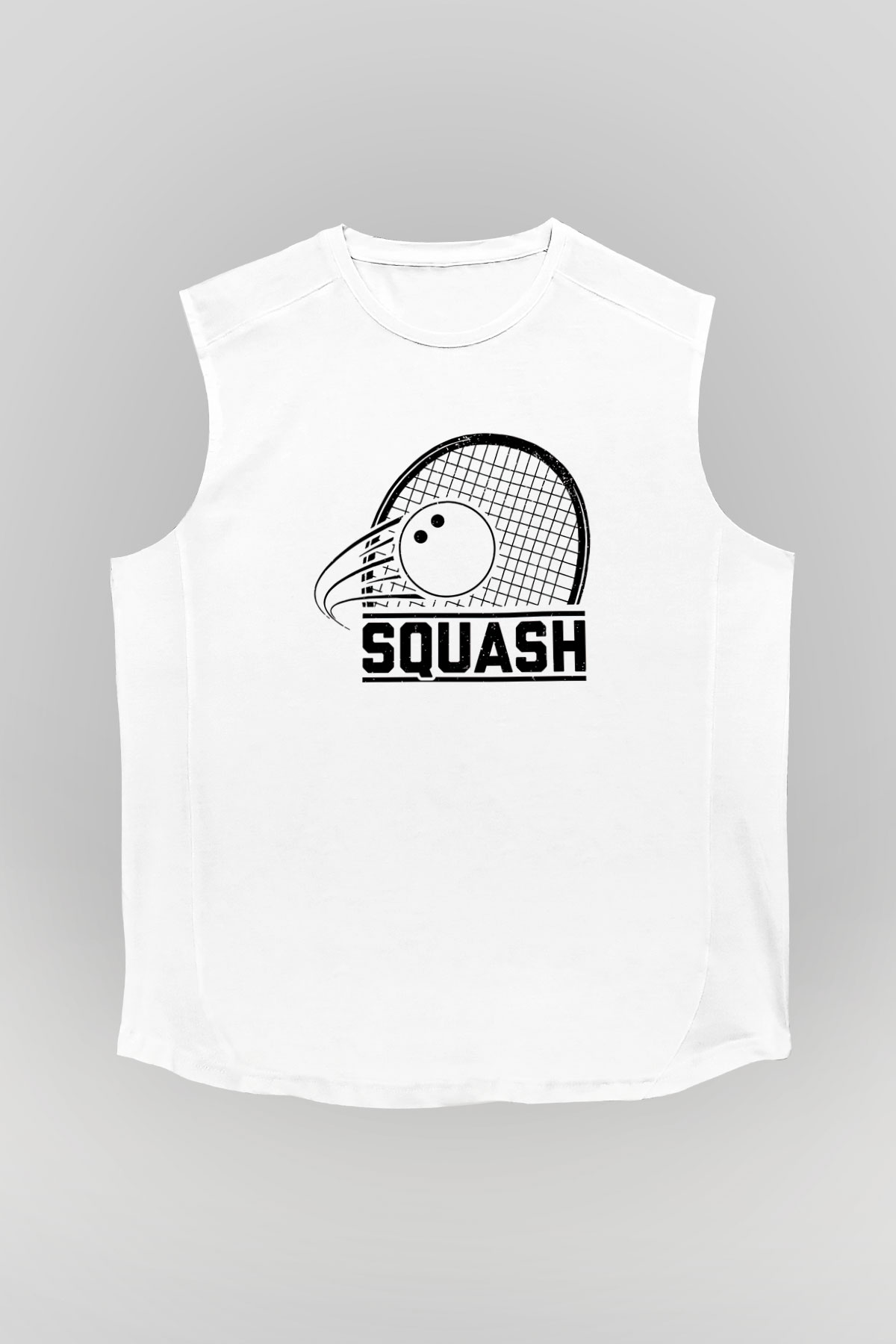 Squash Baskılı Unisex Kolsuz Beyaz Tişört
