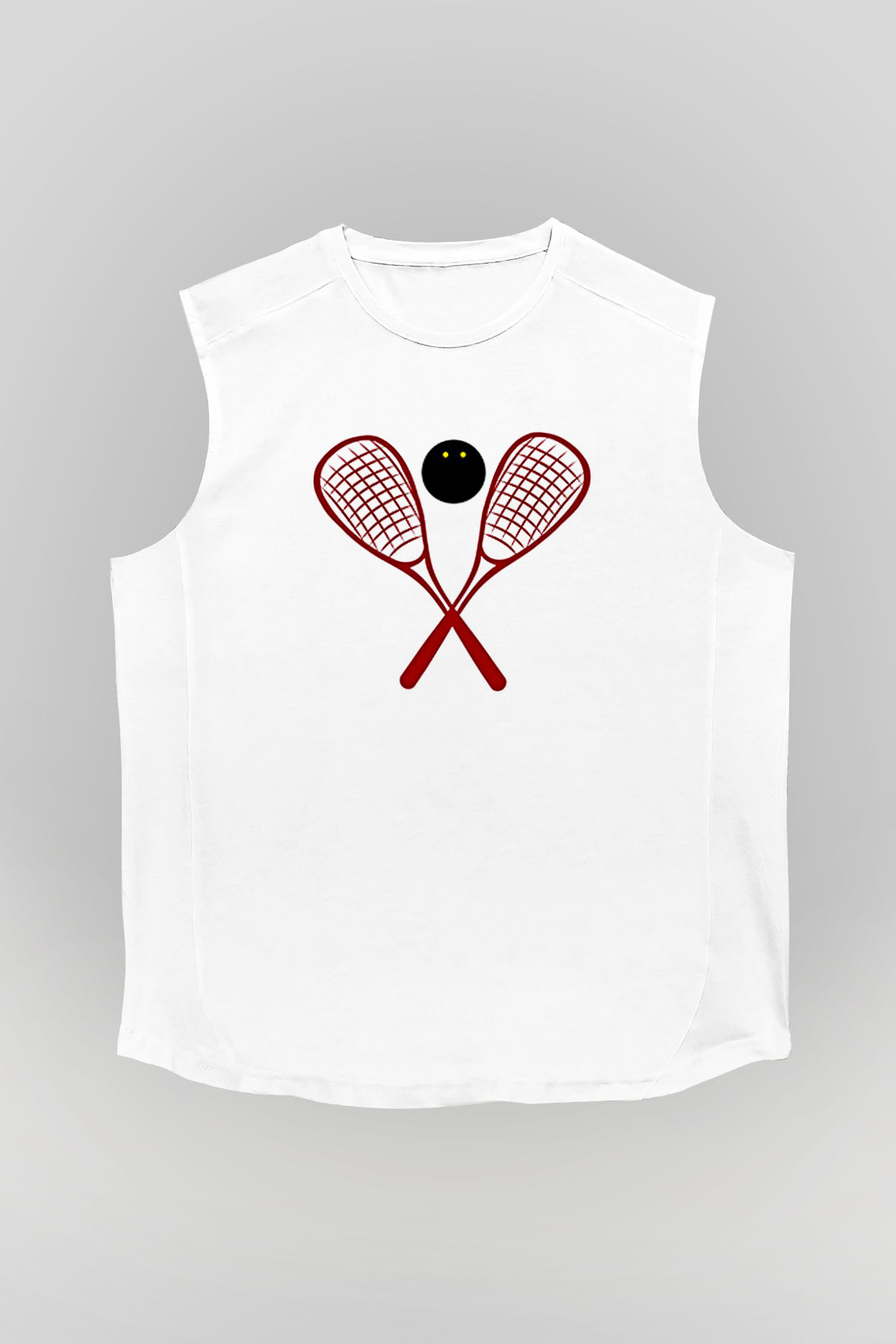 Squash Baskılı Unisex Kolsuz Beyaz Tişört