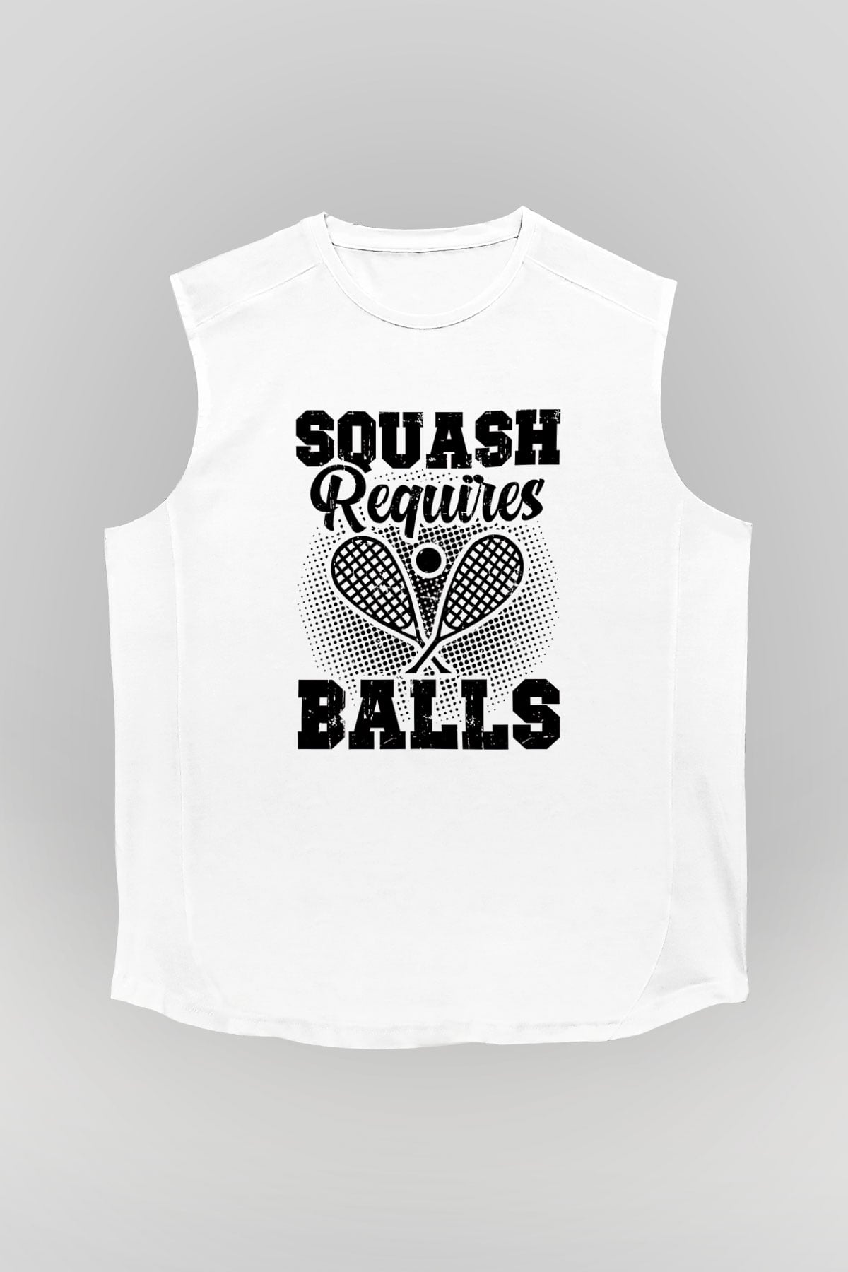 Squash Baskılı Unisex Kolsuz Beyaz Tişört