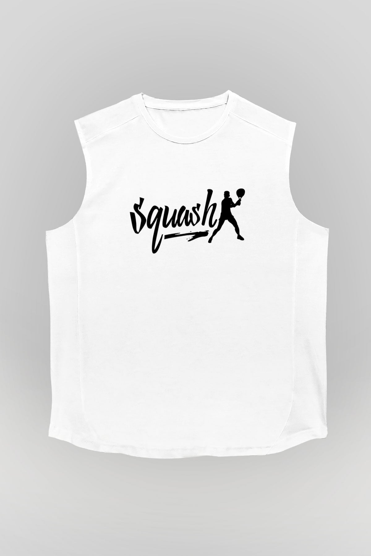 Squash Baskılı Unisex Kolsuz Beyaz Tişört