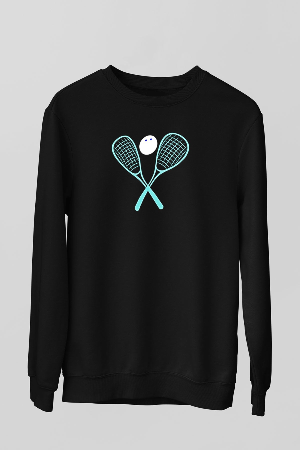 Squash Baskılı Unisex Siyah Sweatshirt