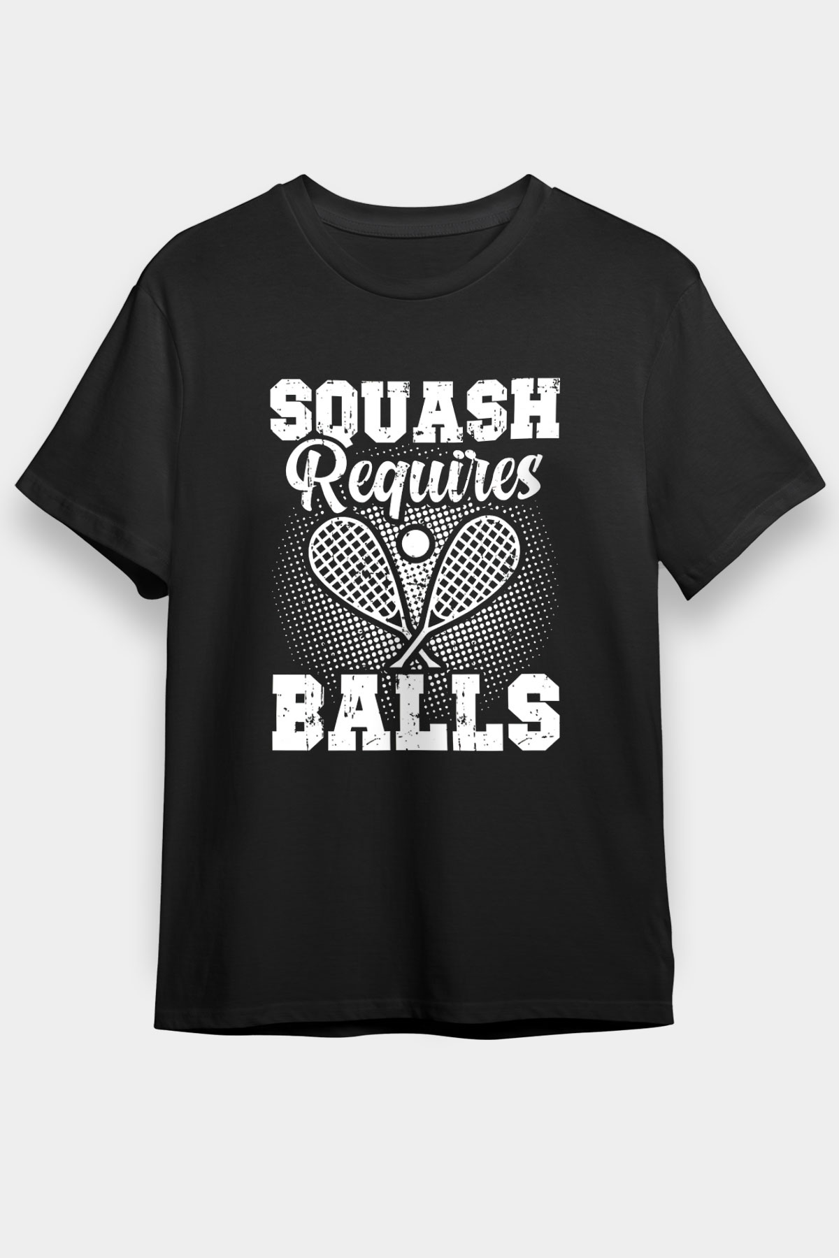 Squash Baskılı Unisex Siyah Tişört - Tshirt