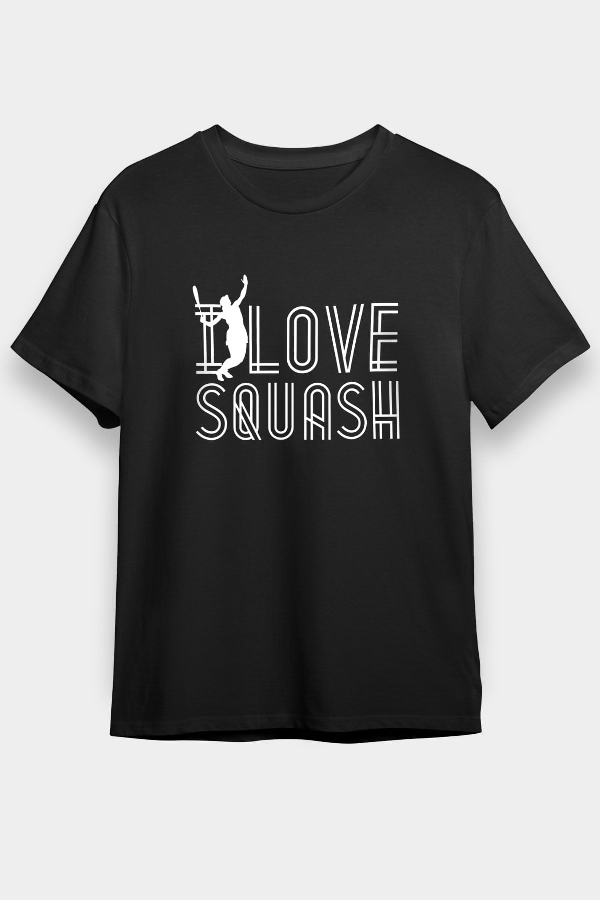 Squash Baskılı Unisex Siyah Tişört - Tshirt