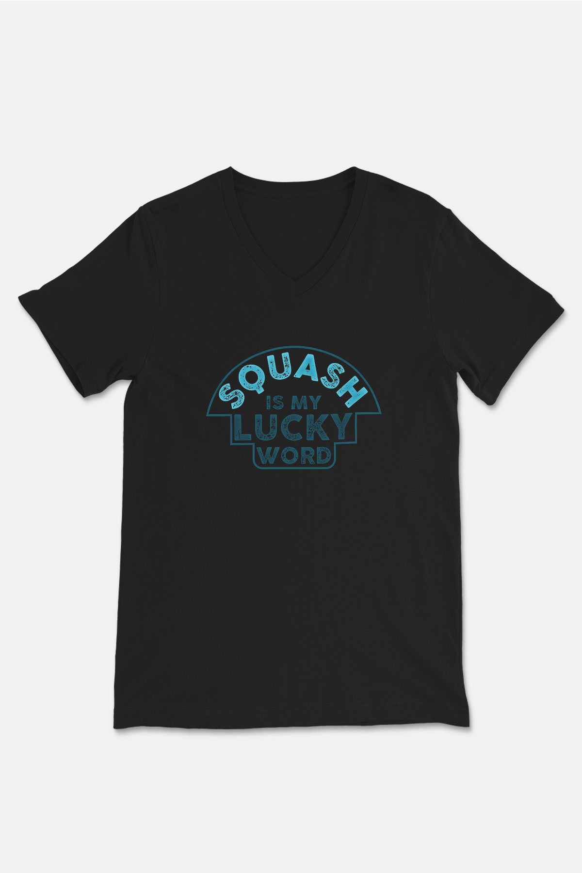 Squash Baskılı Unisex Siyah V Yaka Tişört