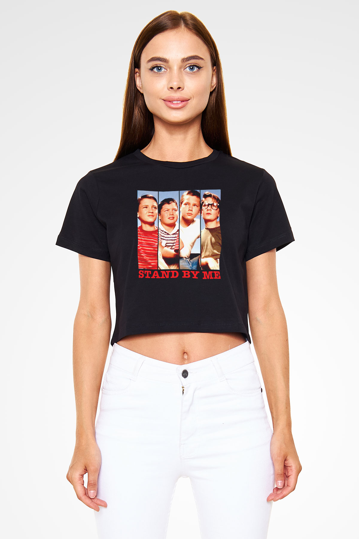 Stand by Me Siyah   Crop Top Tişört