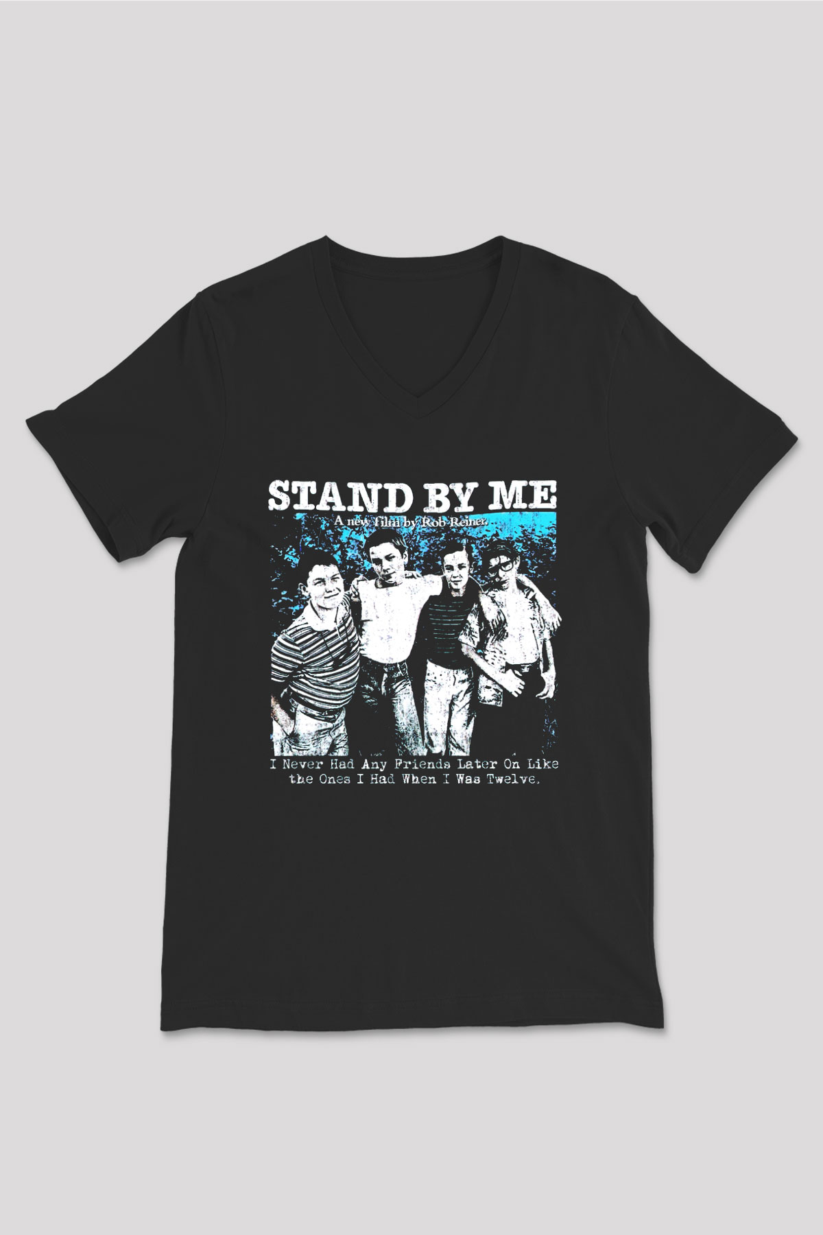 Stand by Me Siyah Unisex  V Yaka Tişört