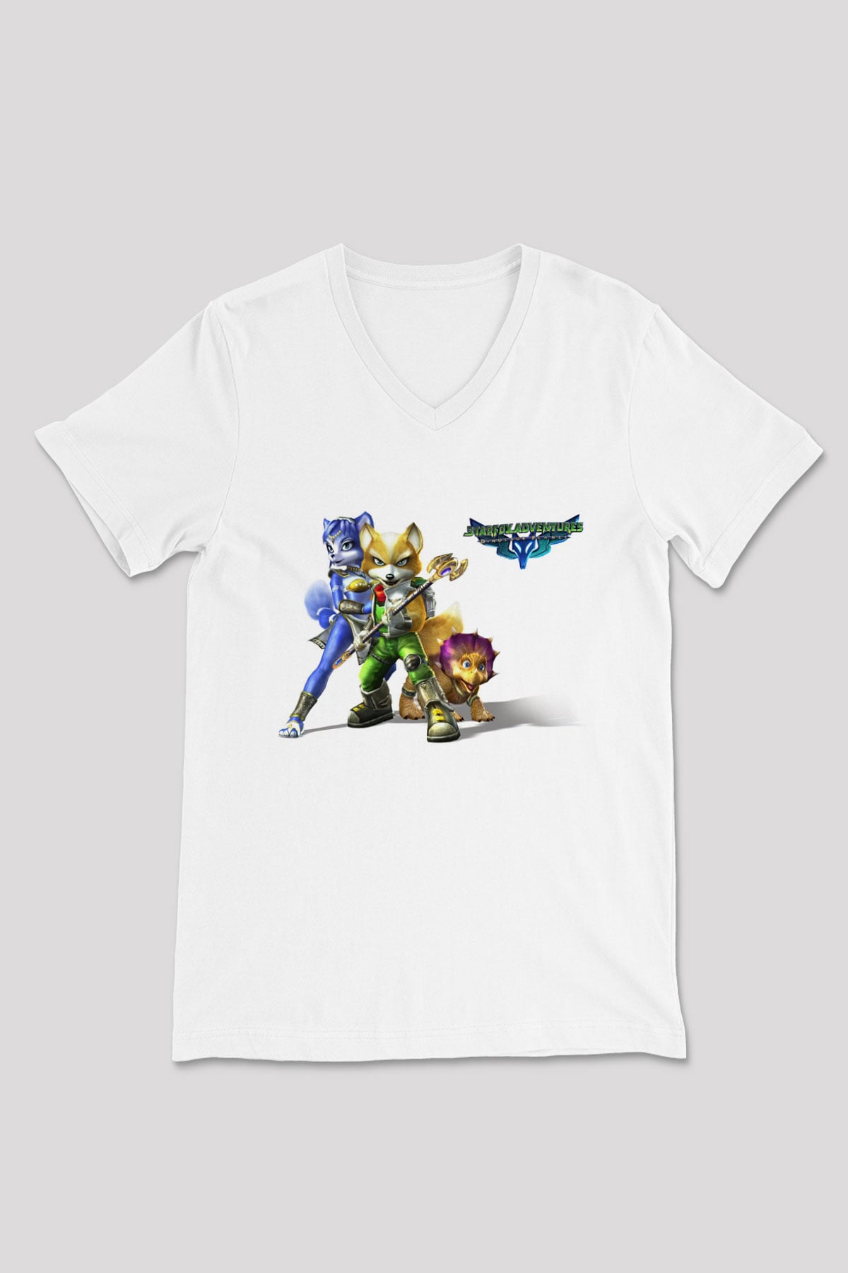 Star Fox Beyaz Unisex V Yaka Tişört