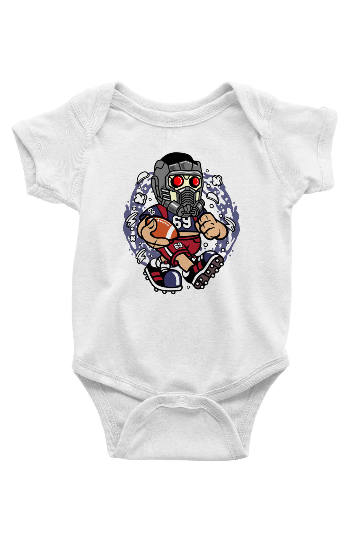 Star Lord Football Baskılı Beyaz Unisex Bebek Body - Zıbın