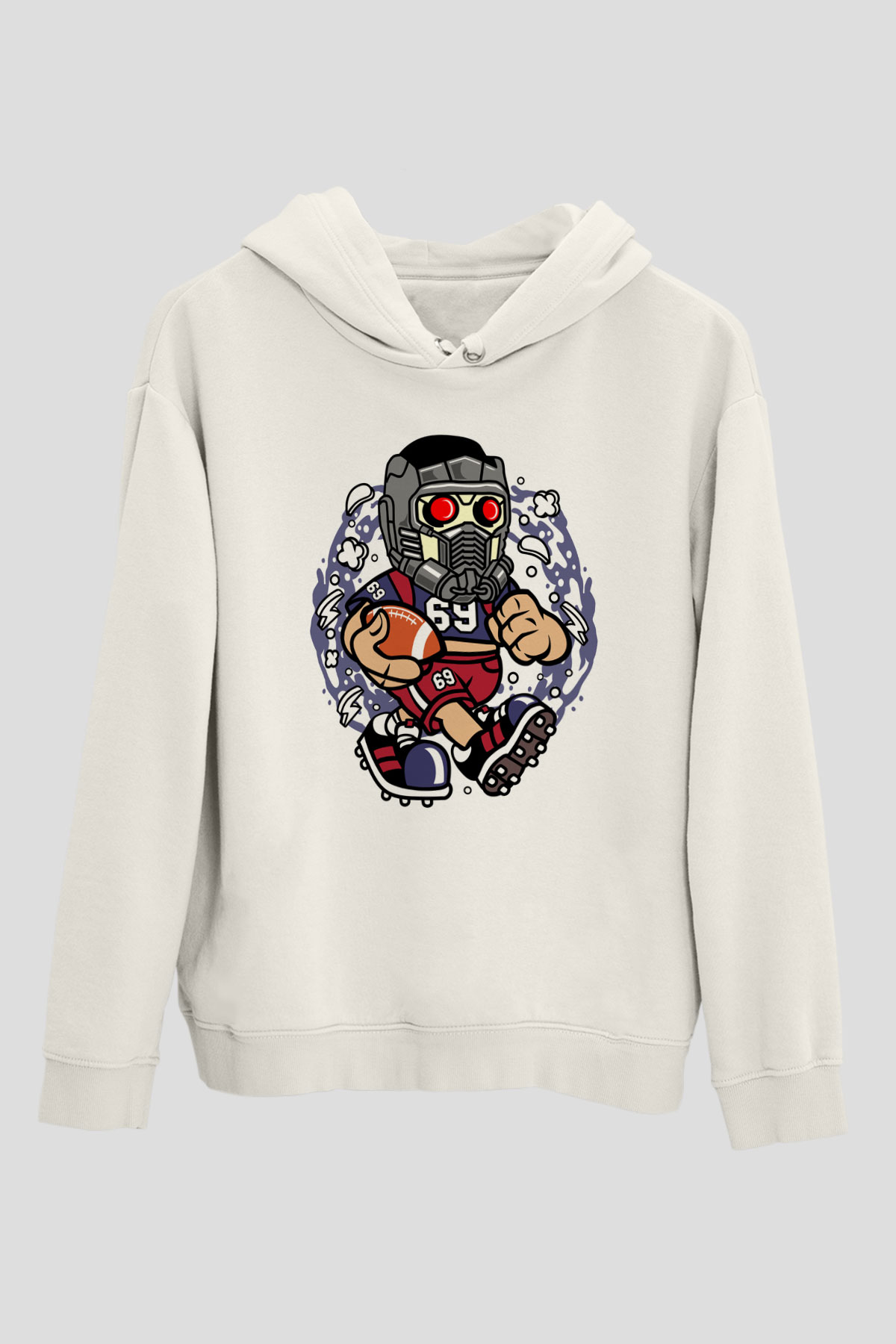 Star Lord Football Baskılı Beyaz Unisex Hoodie