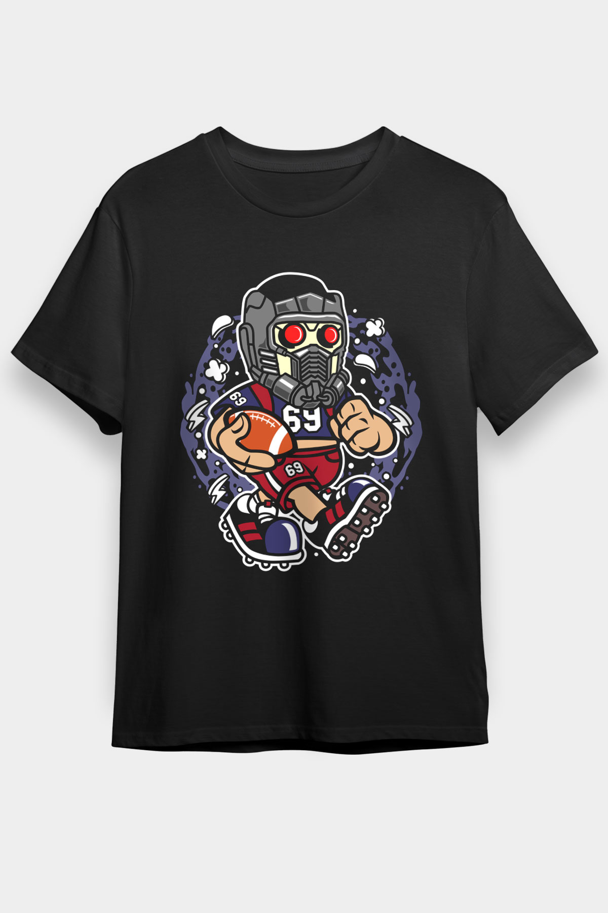 Star Lord Football Baskılı Siyah Unisex Tshirt