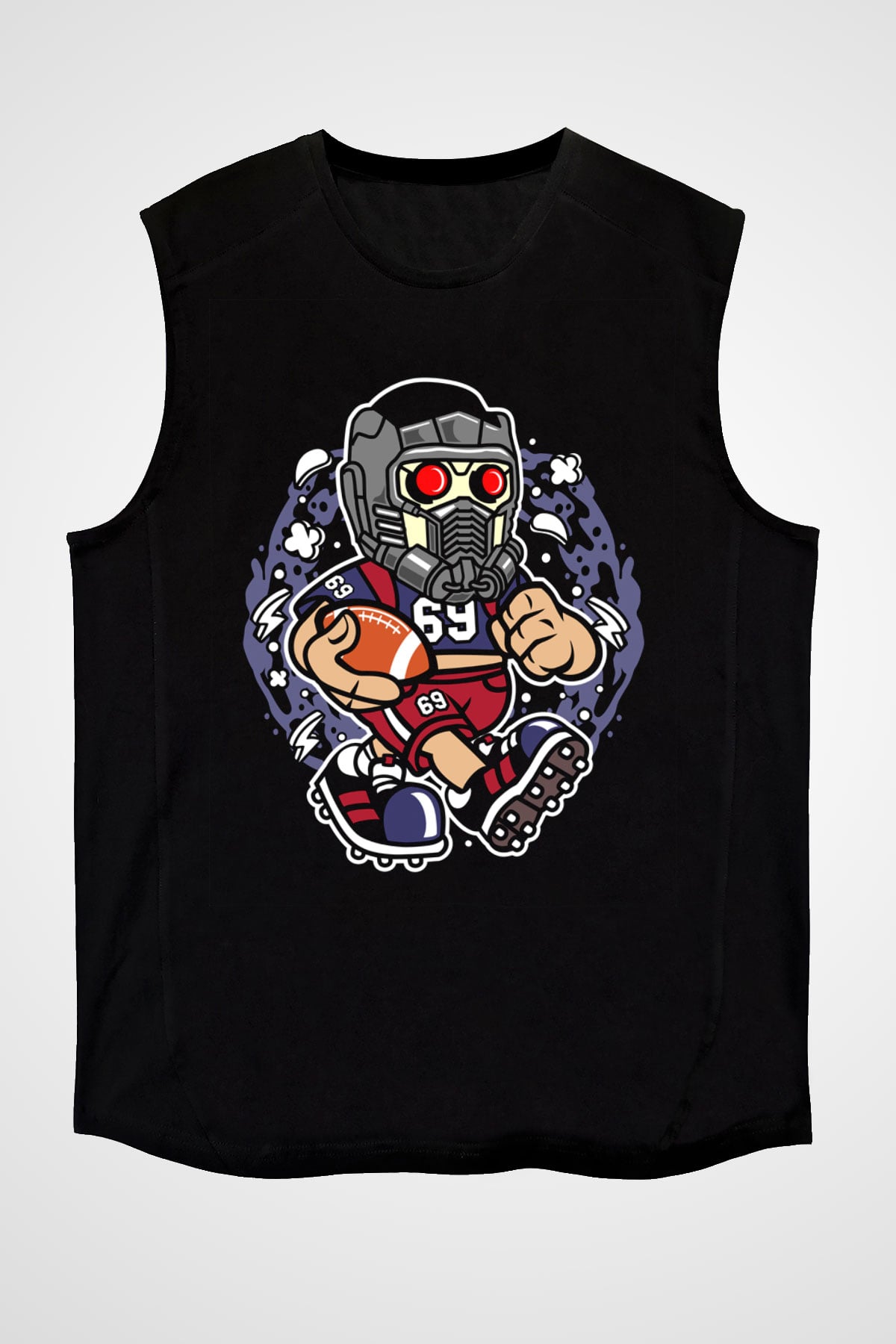 Star Lord Football Baskılı Siyah Unisex Tshirt