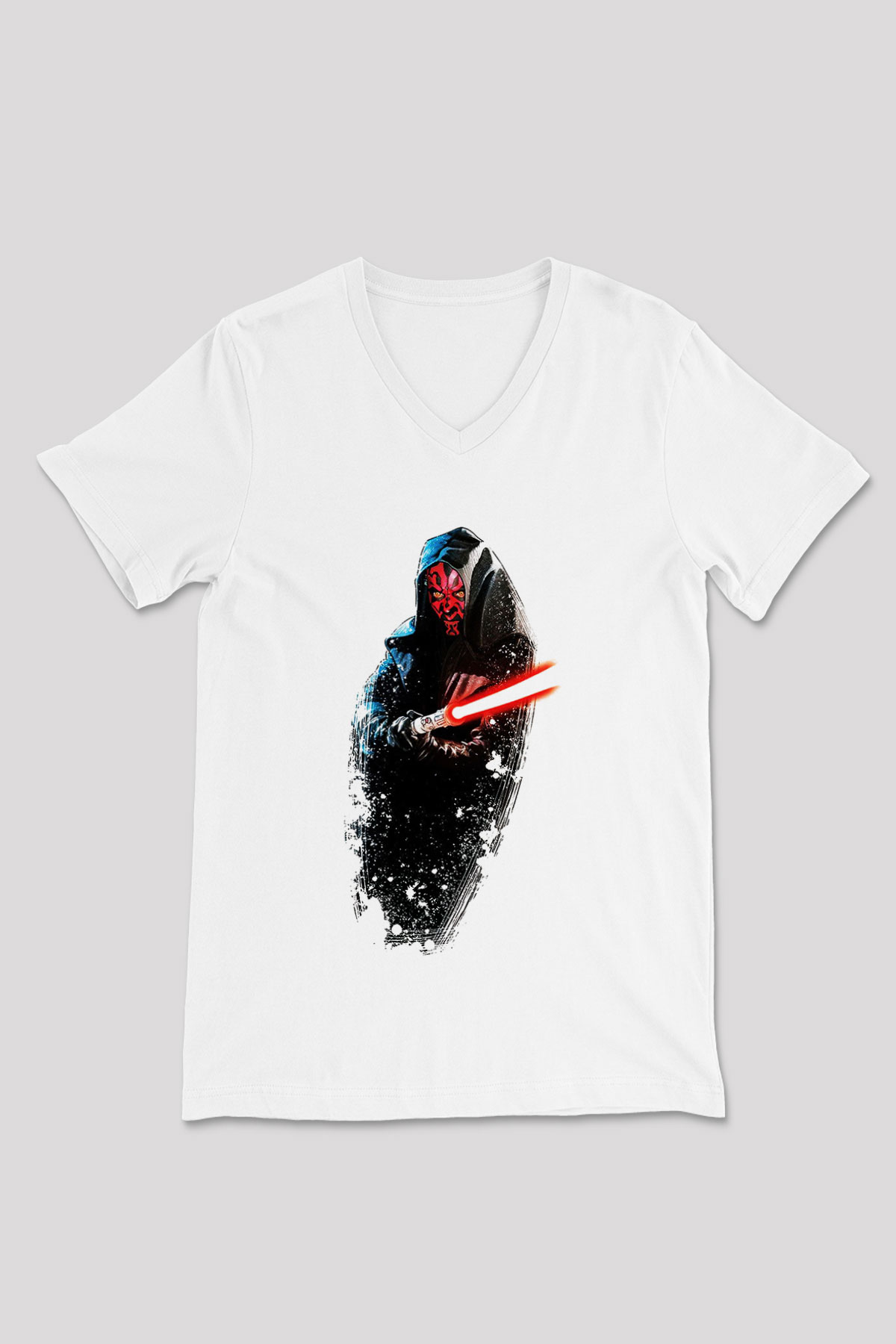 Star Wars Beyaz Unisex V Yaka Tişört T-Shirt