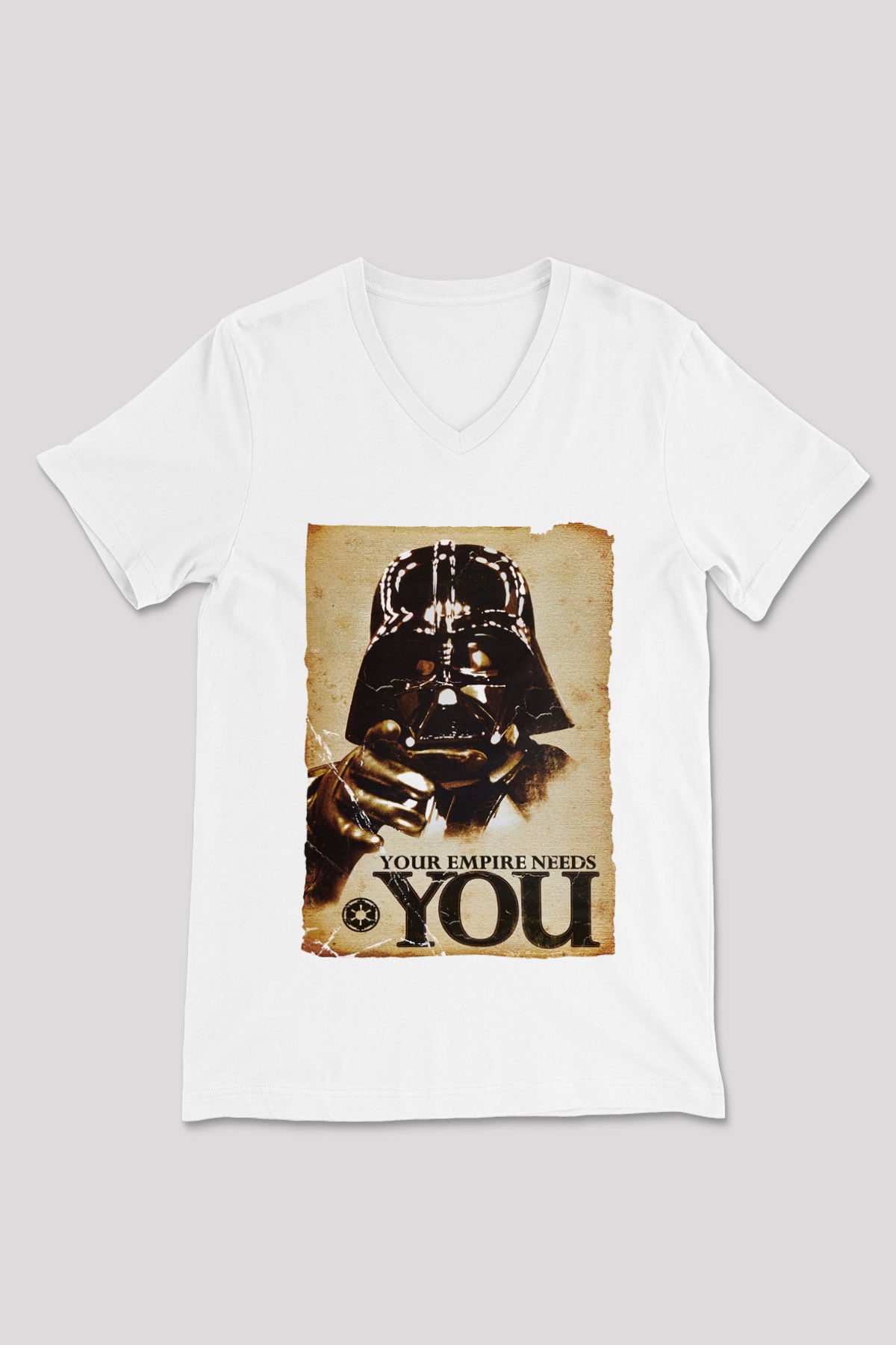 Star Wars Beyaz Unisex V Yaka Tişört T-Shirt