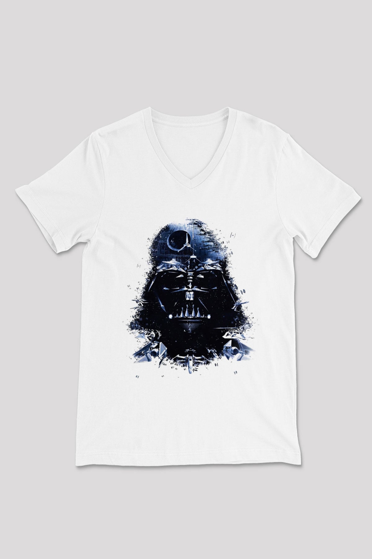 Star Wars Beyaz Unisex V Yaka Tişört T-Shirt