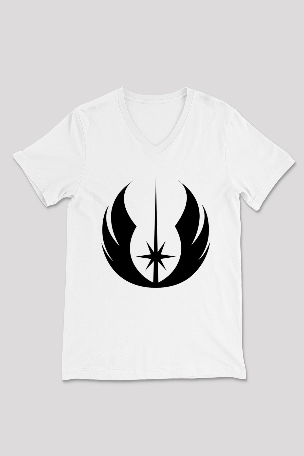 Star Wars Beyaz Unisex V Yaka Tişört T-Shirt