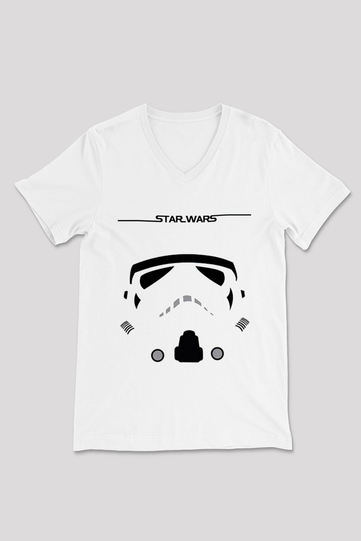 Star Wars Beyaz Unisex V Yaka Tişört T-Shirt