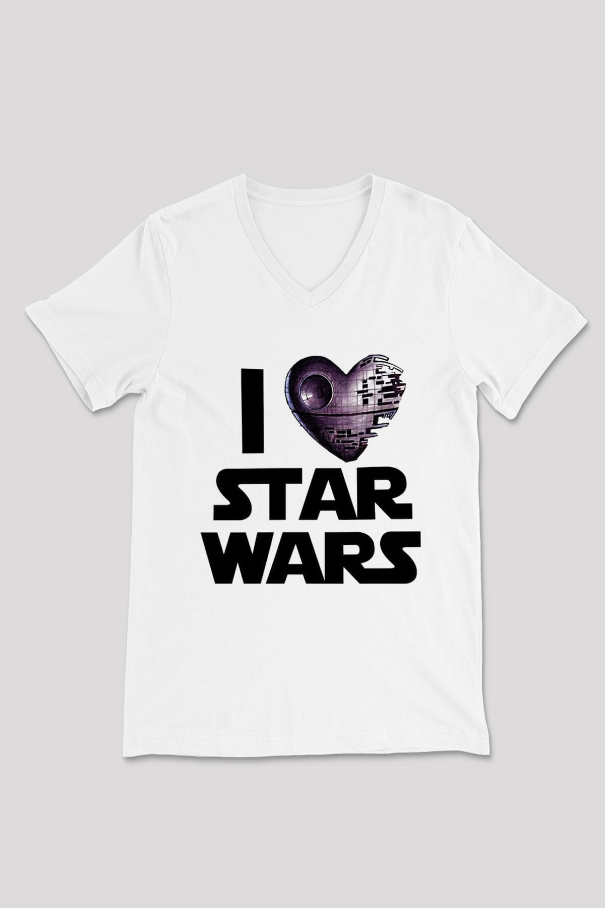 Star Wars Beyaz Unisex V Yaka Tişört T-Shirt
